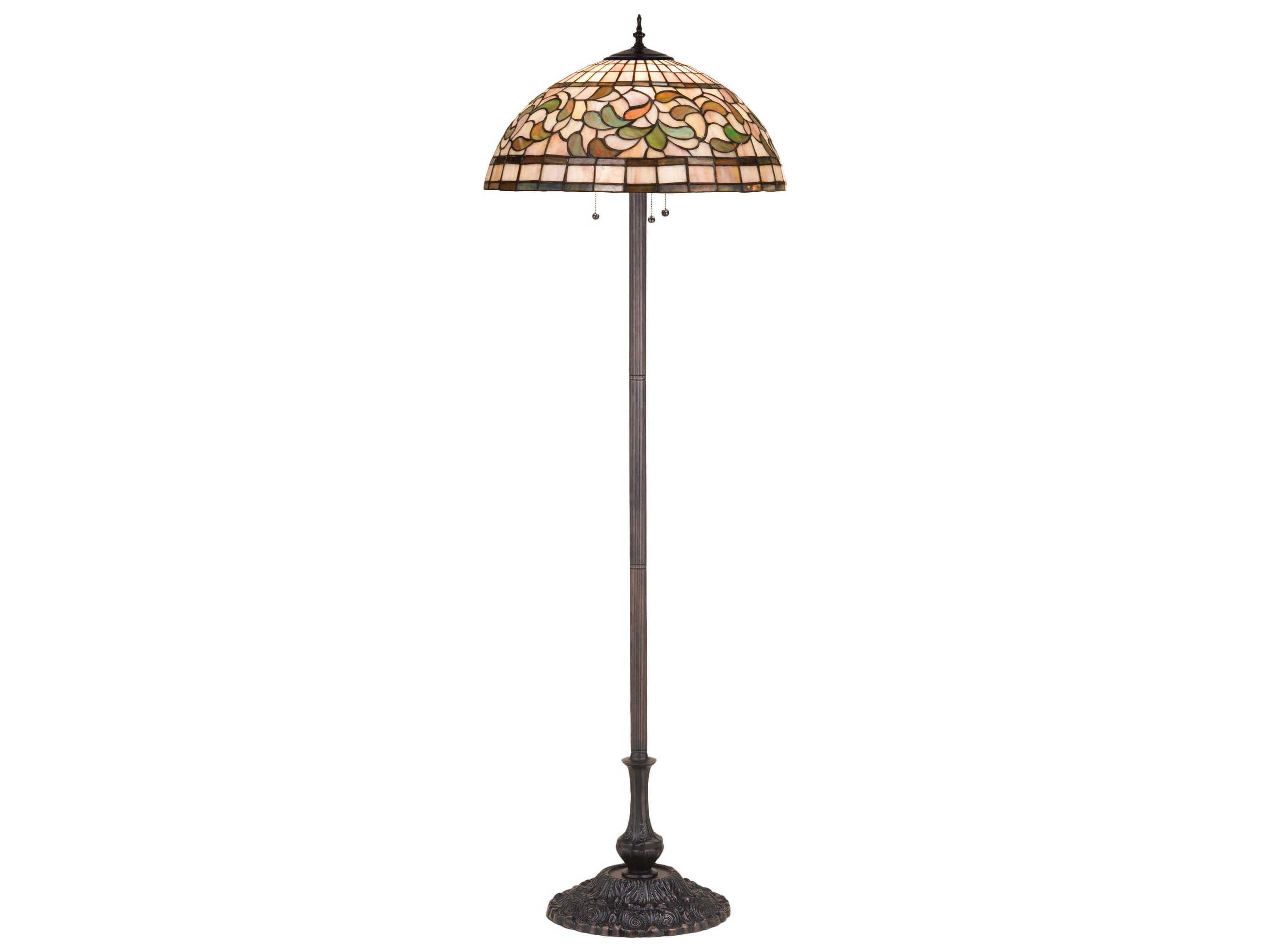 Meyda Turning Leaf Brown Bronze Tiffany Floor Lamp
