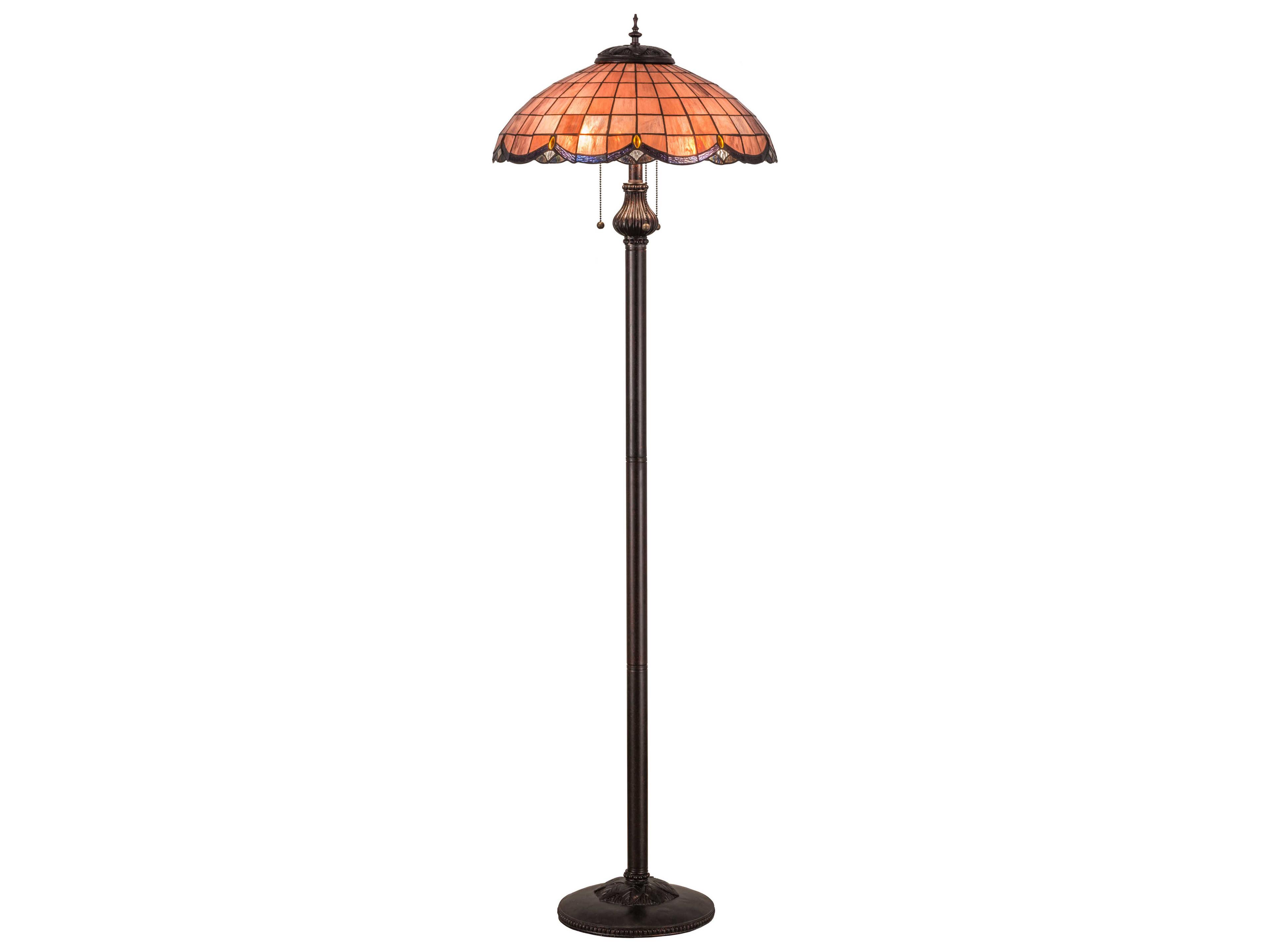 Meyda Elan Pink Brown Tiffany Floor Lamp