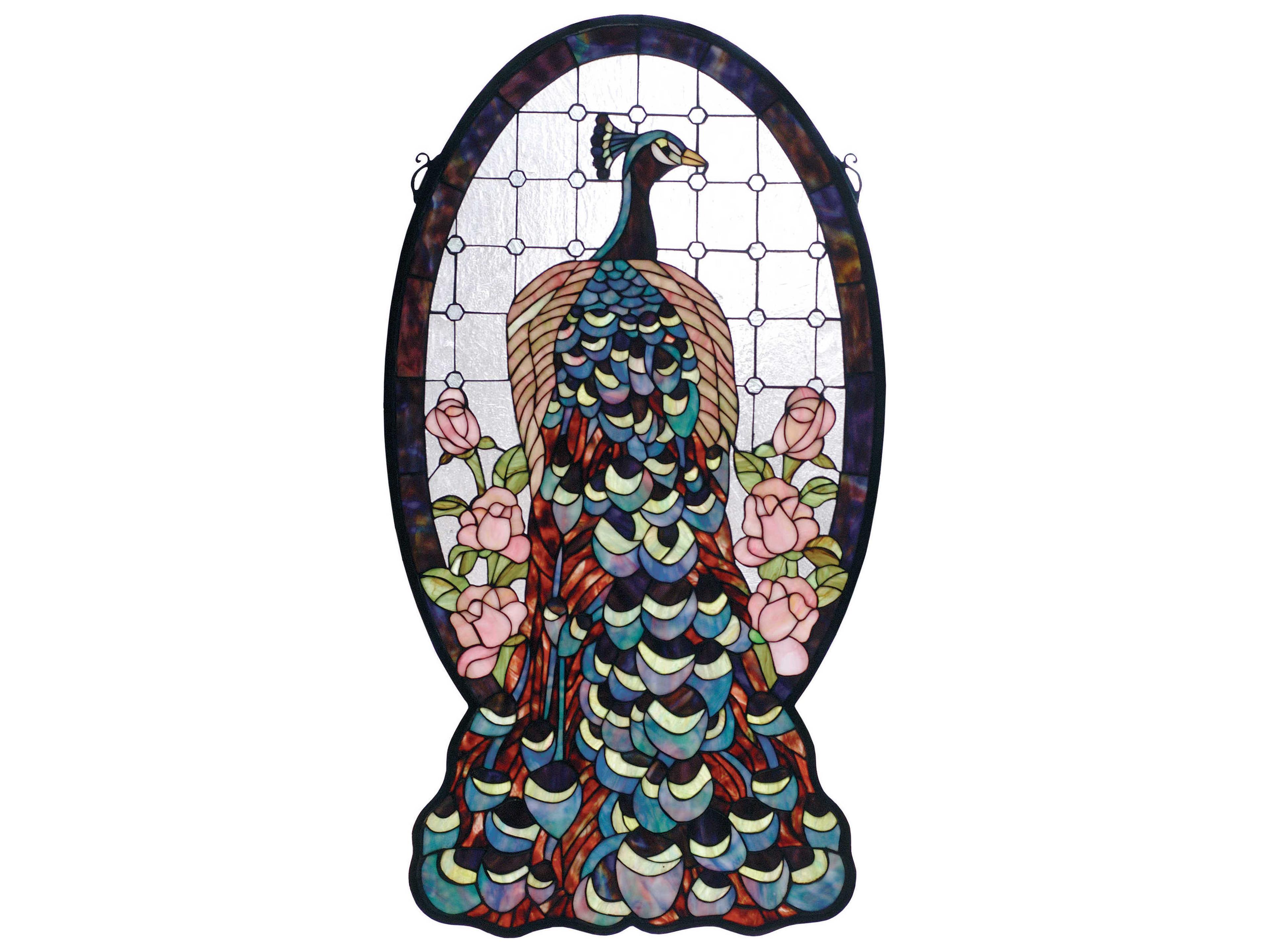 Meyda Peacock Profile Stained Glass Window