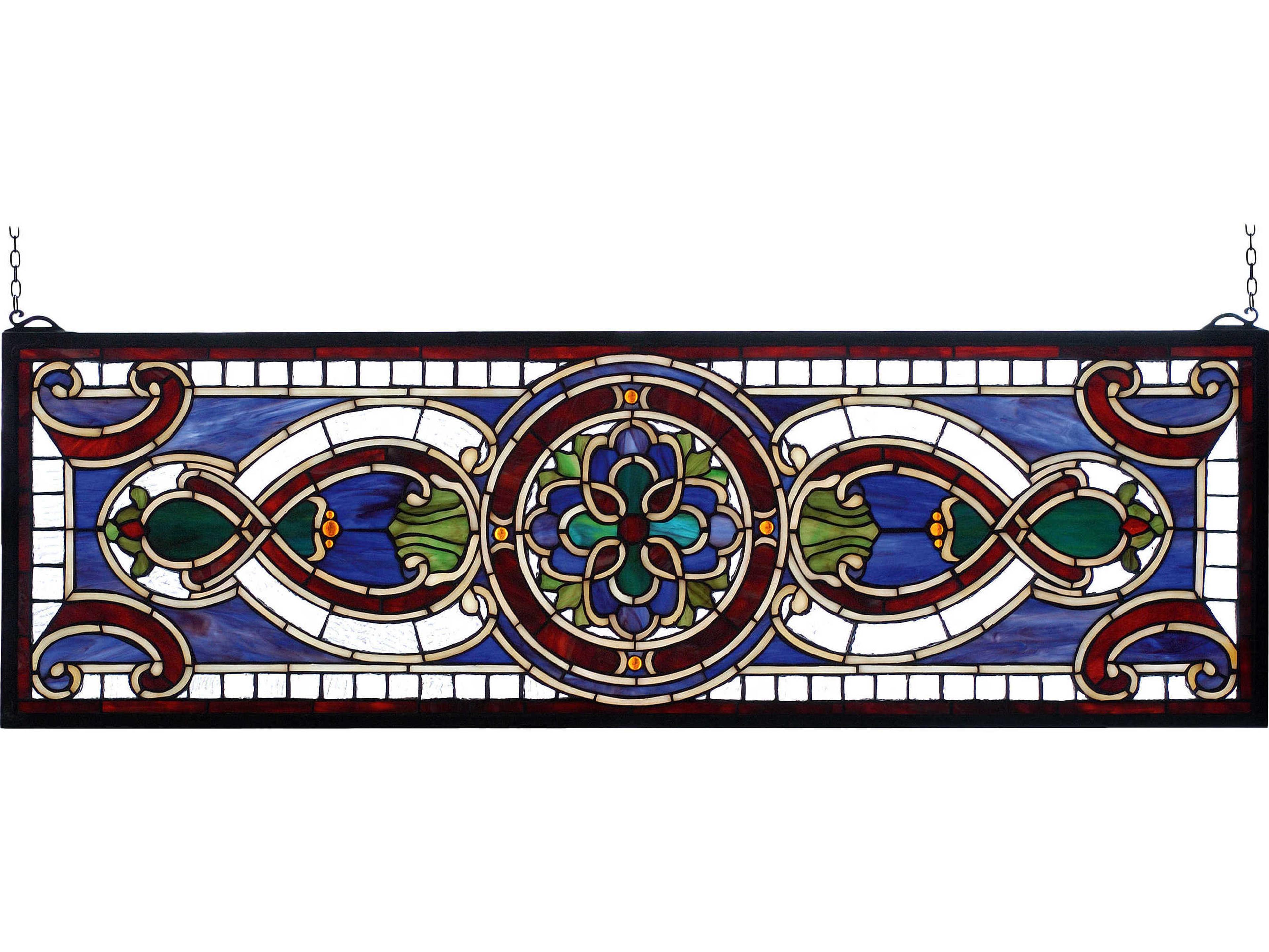 Meyda Evelyn In Lapis Transom Stained Glass Window