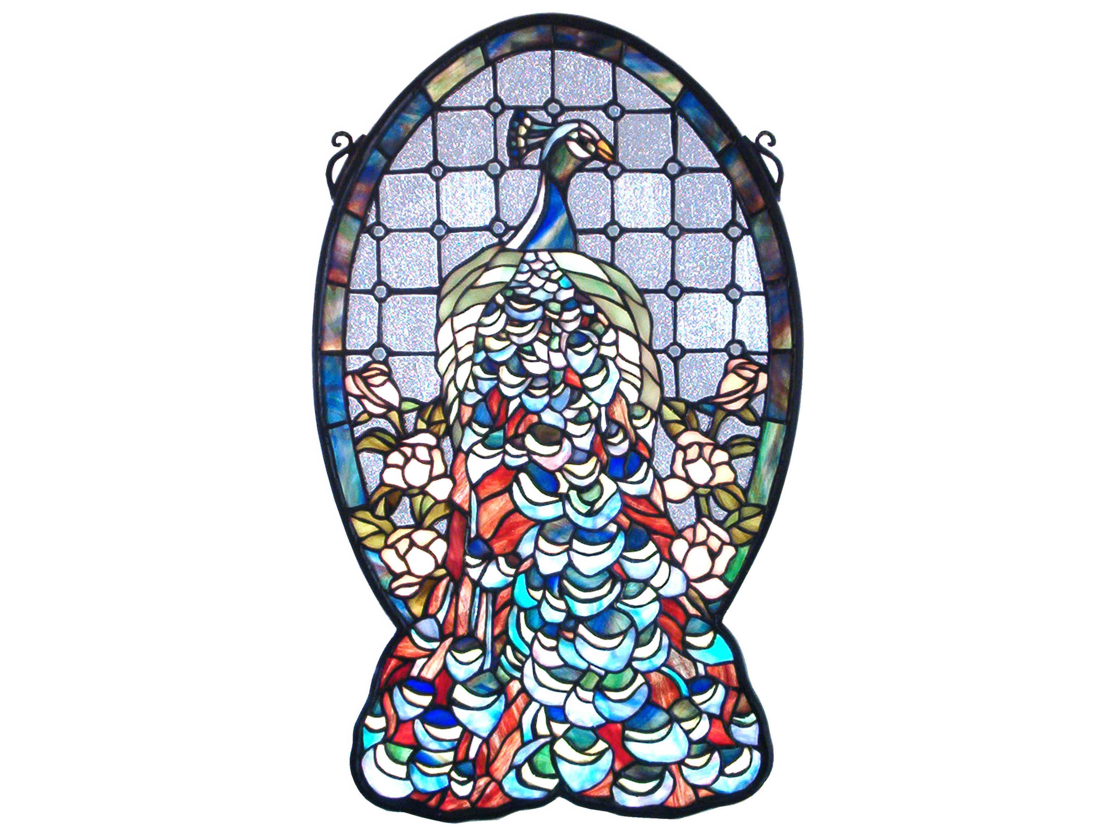 Meyda Peacock Profile Stained Glass Window