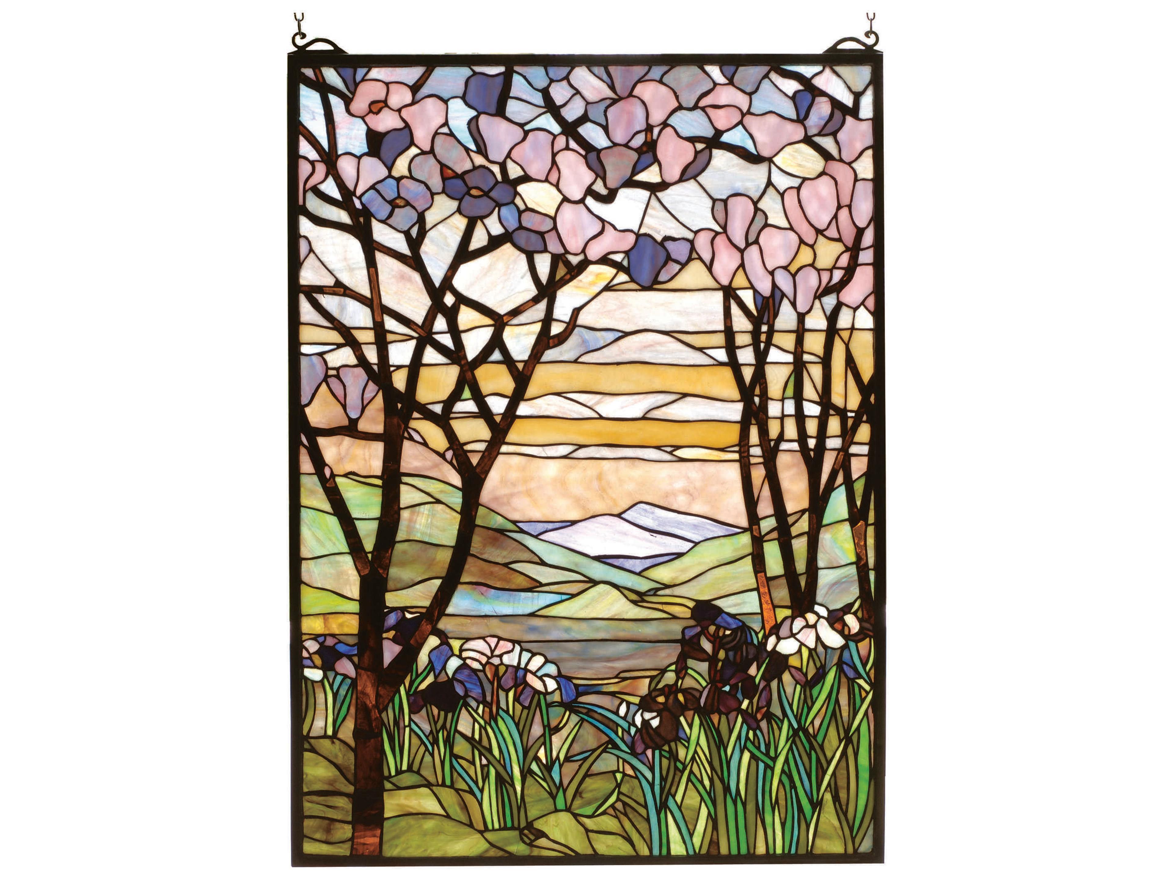 Meyda Magnolia & Iris Stained Glass Window