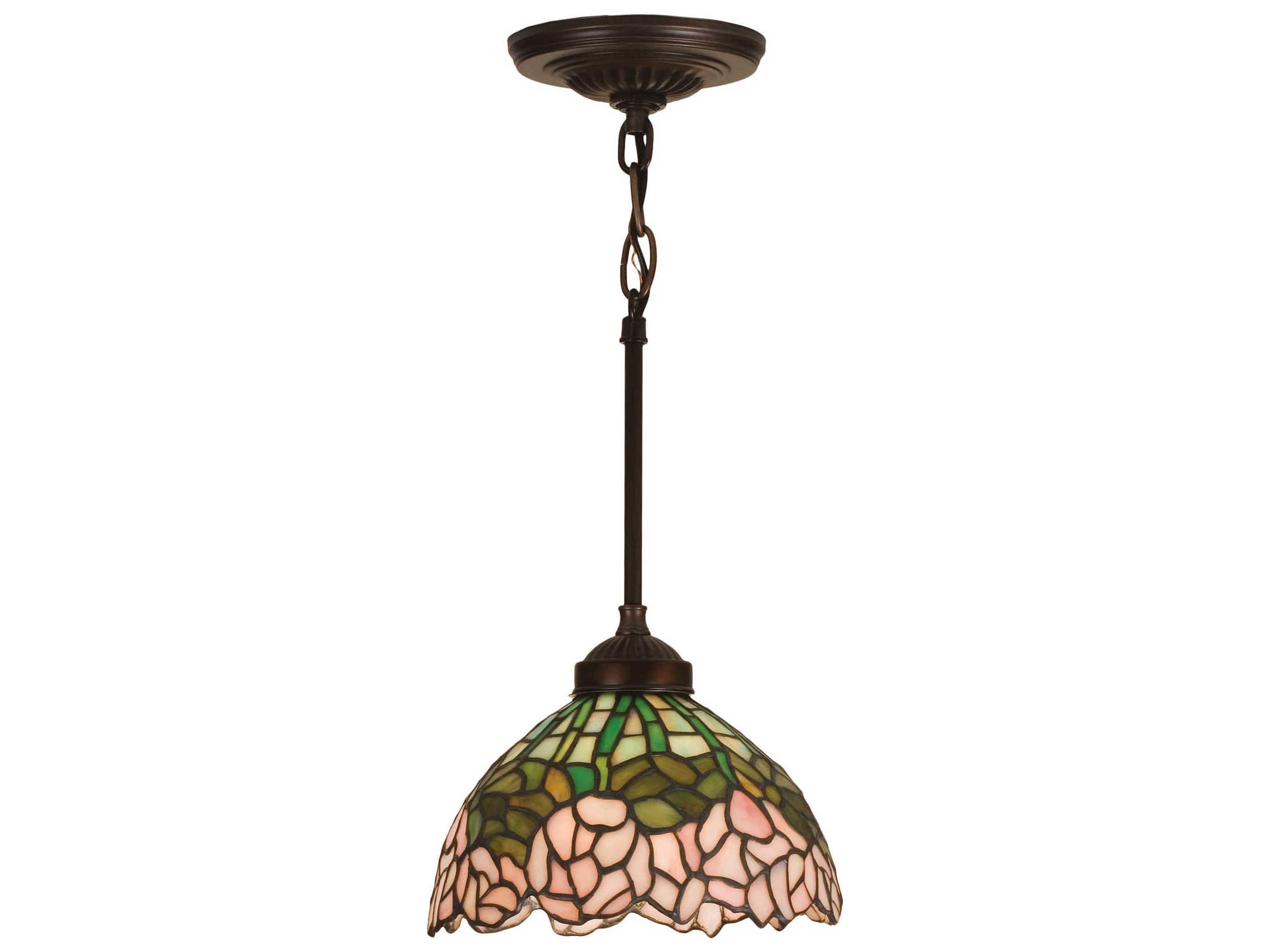 Meyda Nouveau 1-Light Bronze Tiffany Dome Geometric Mini Pendant