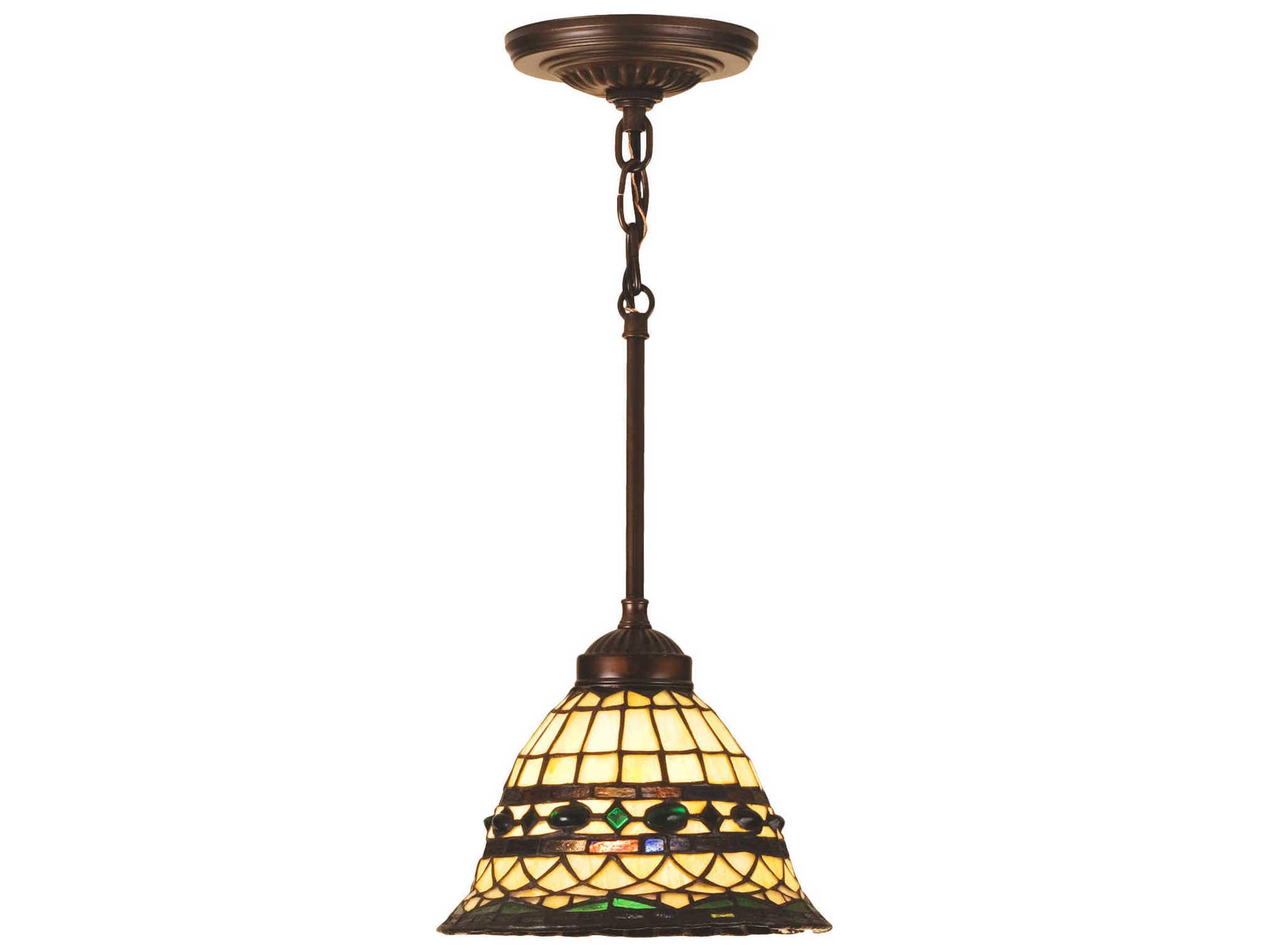 Meyda Nouveau 1-Light Bronze Tiffany Bell Mini Pendant