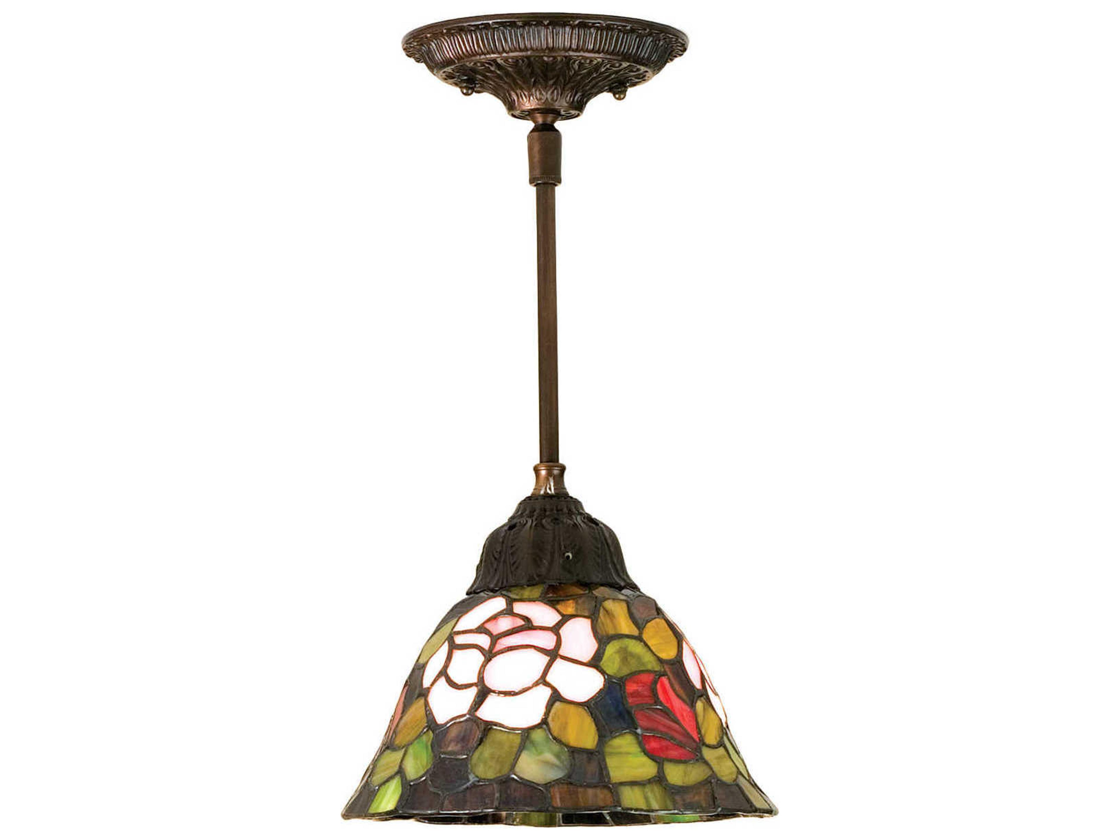 Meyda Nouveau 1-Light Bronze Tiffany Bell Mini Pendant