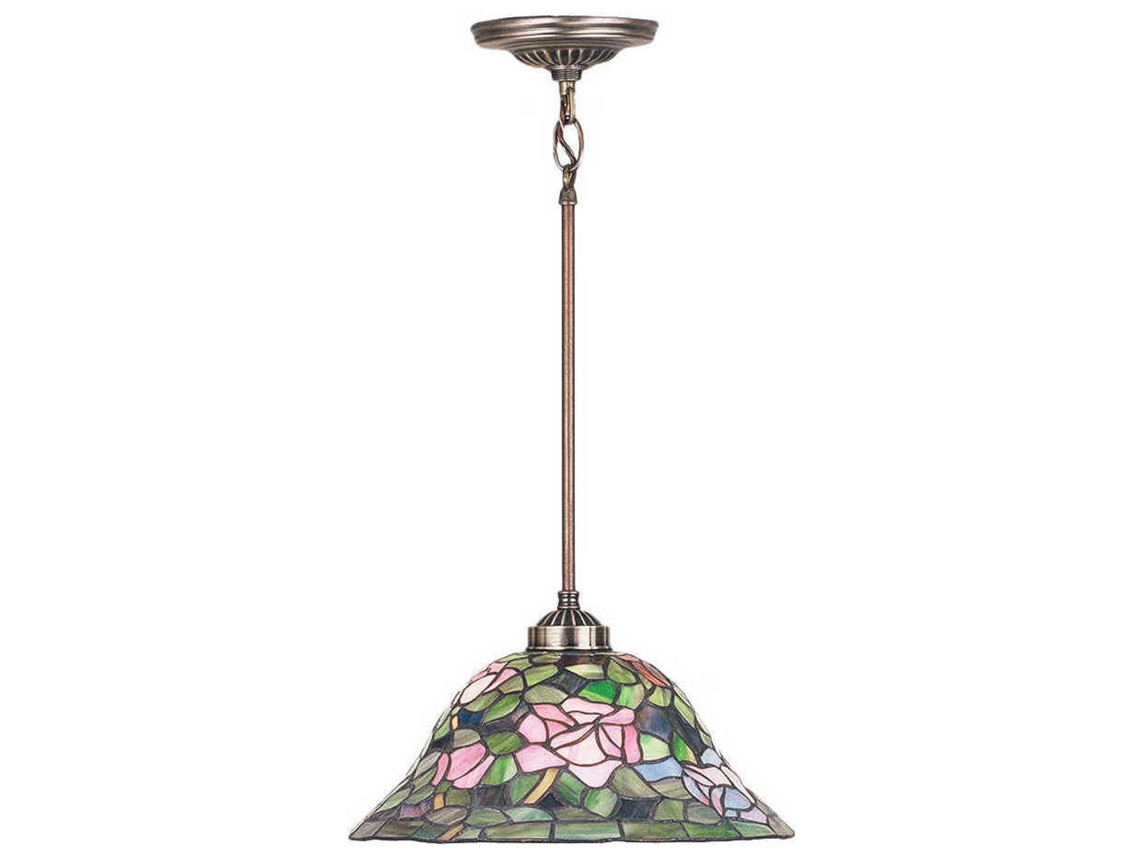 Meyda Nouveau 1-Light Bronze Tiffany Dome Geometric Pendant