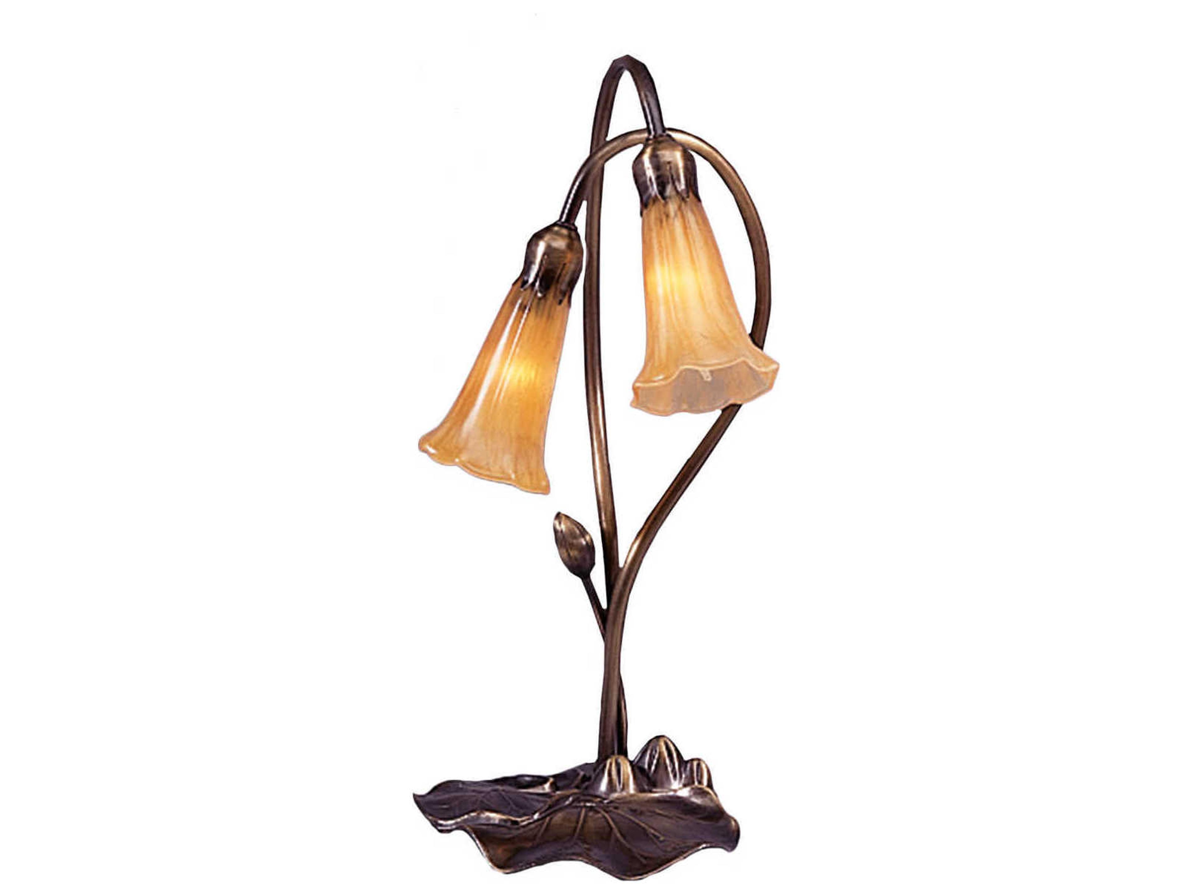 Meyda Amber Pond Lily Yellow Accent Table Lamp
