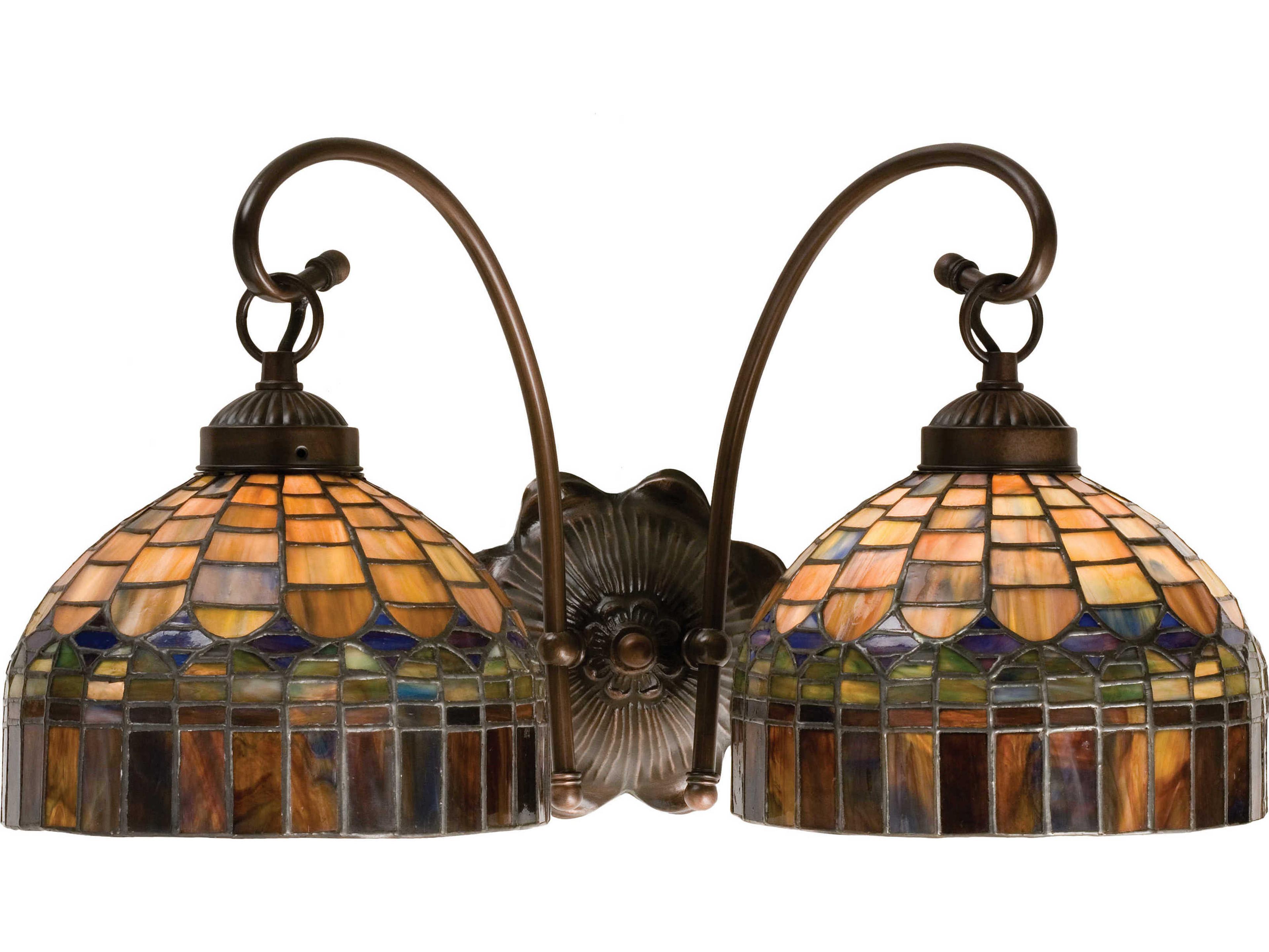 Meyda Nouveau 2-Light Bronze Tiffany Wall Sconce