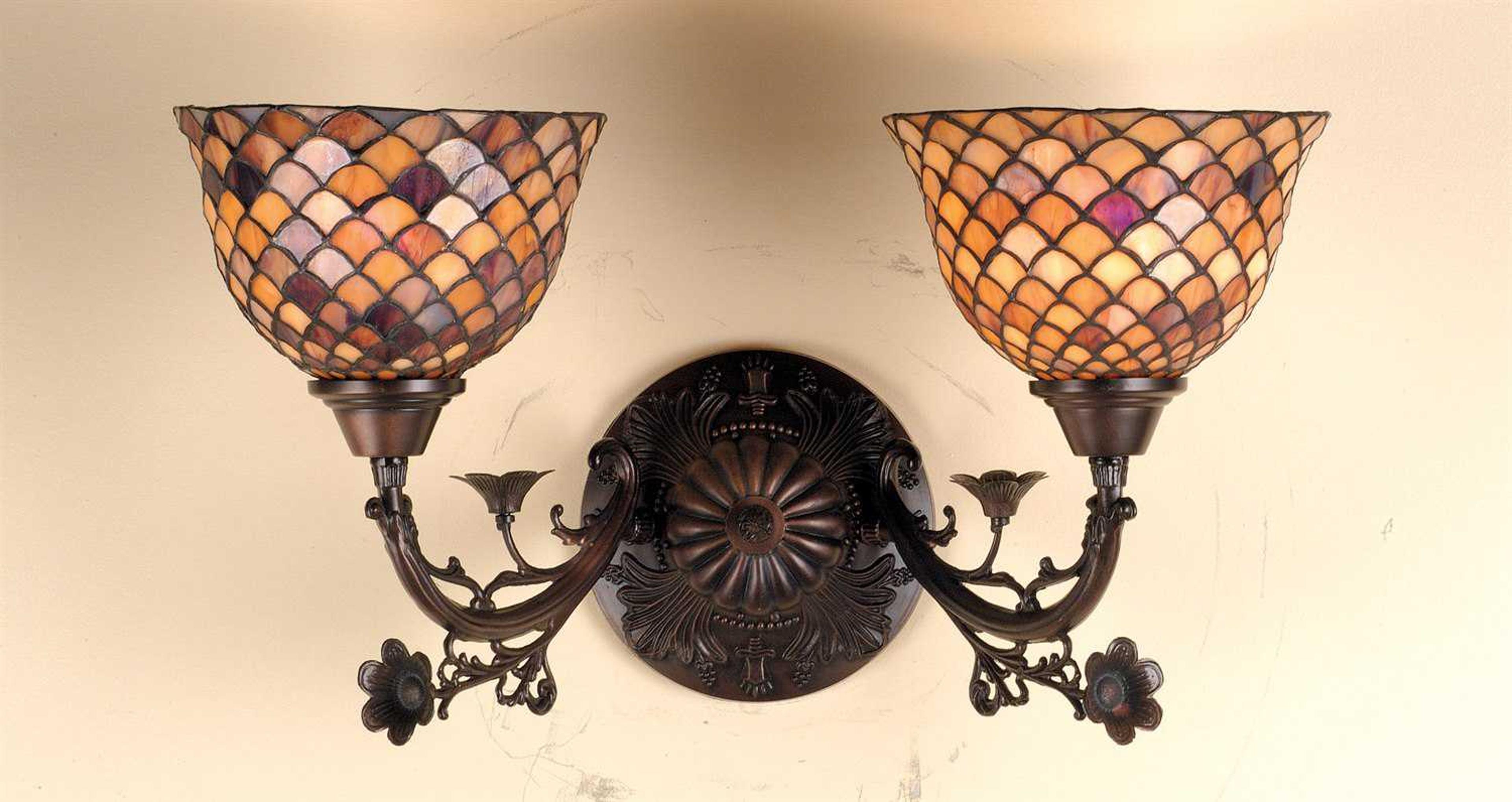 Meyda Nouveau 2-Light Bronze Tiffany Wall Sconce