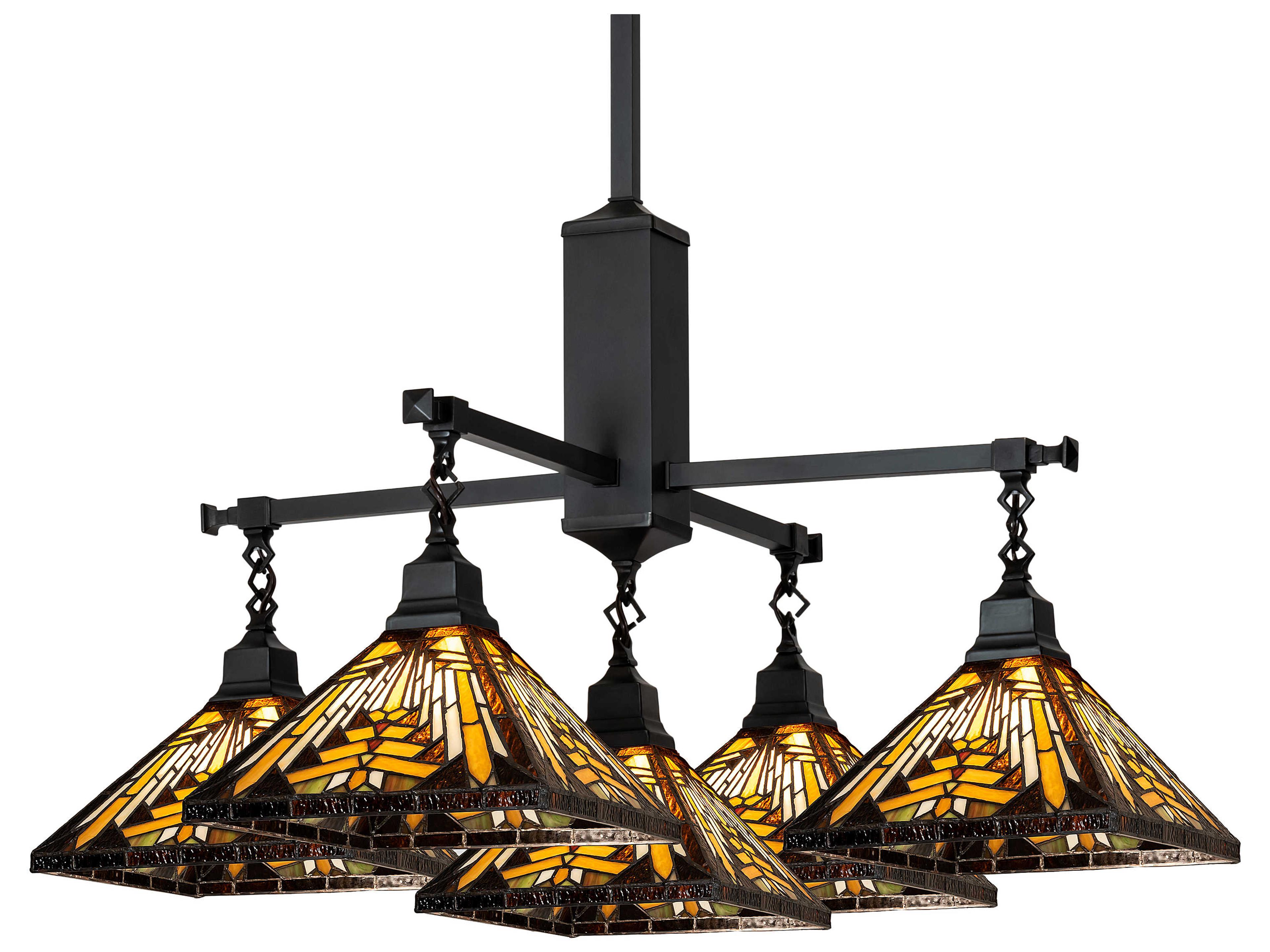 Meyda Nuevo Mission 5 - Light Glass Tiffany Outdoor Hanging Light