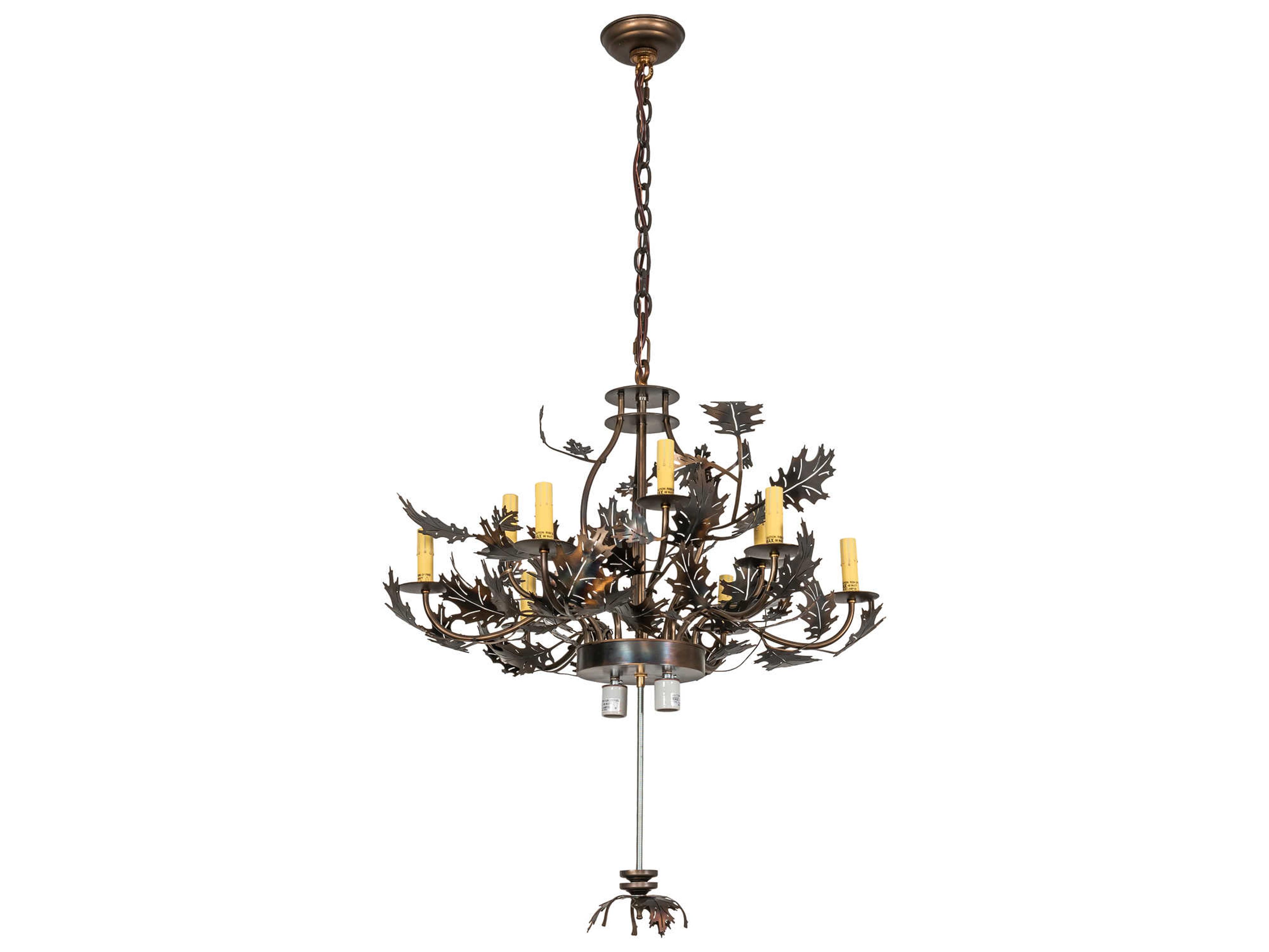 Meyda Oak Leaf & Acorn 11-Light Antique Copper Candelabra Chandelier