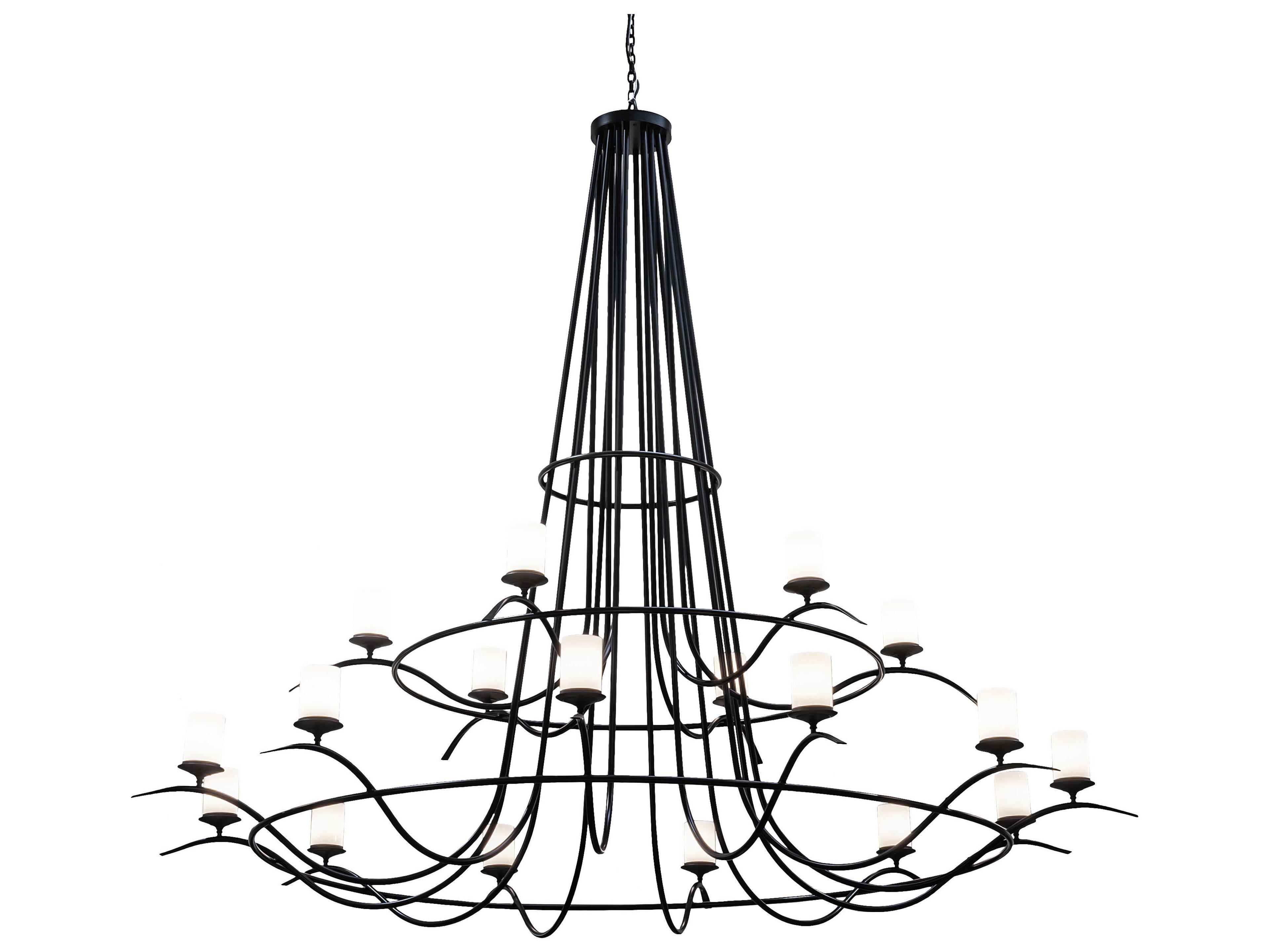 Meyda Octavia 18-Light8-Light Solar Black Cylinder Tiered Chandelier
