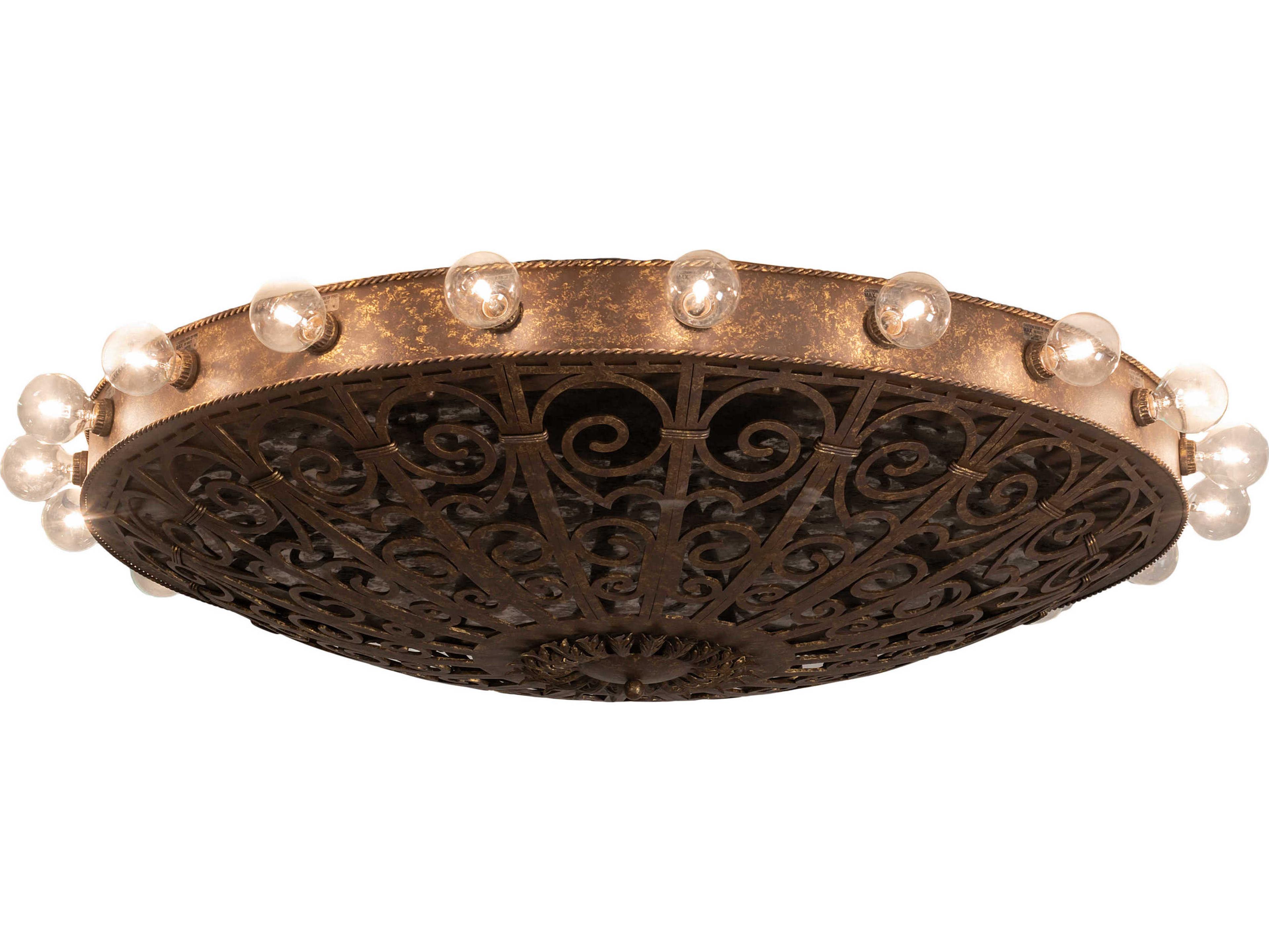 Meyda Osteria 20-Light Chocolate Gold Brown Flush Mount