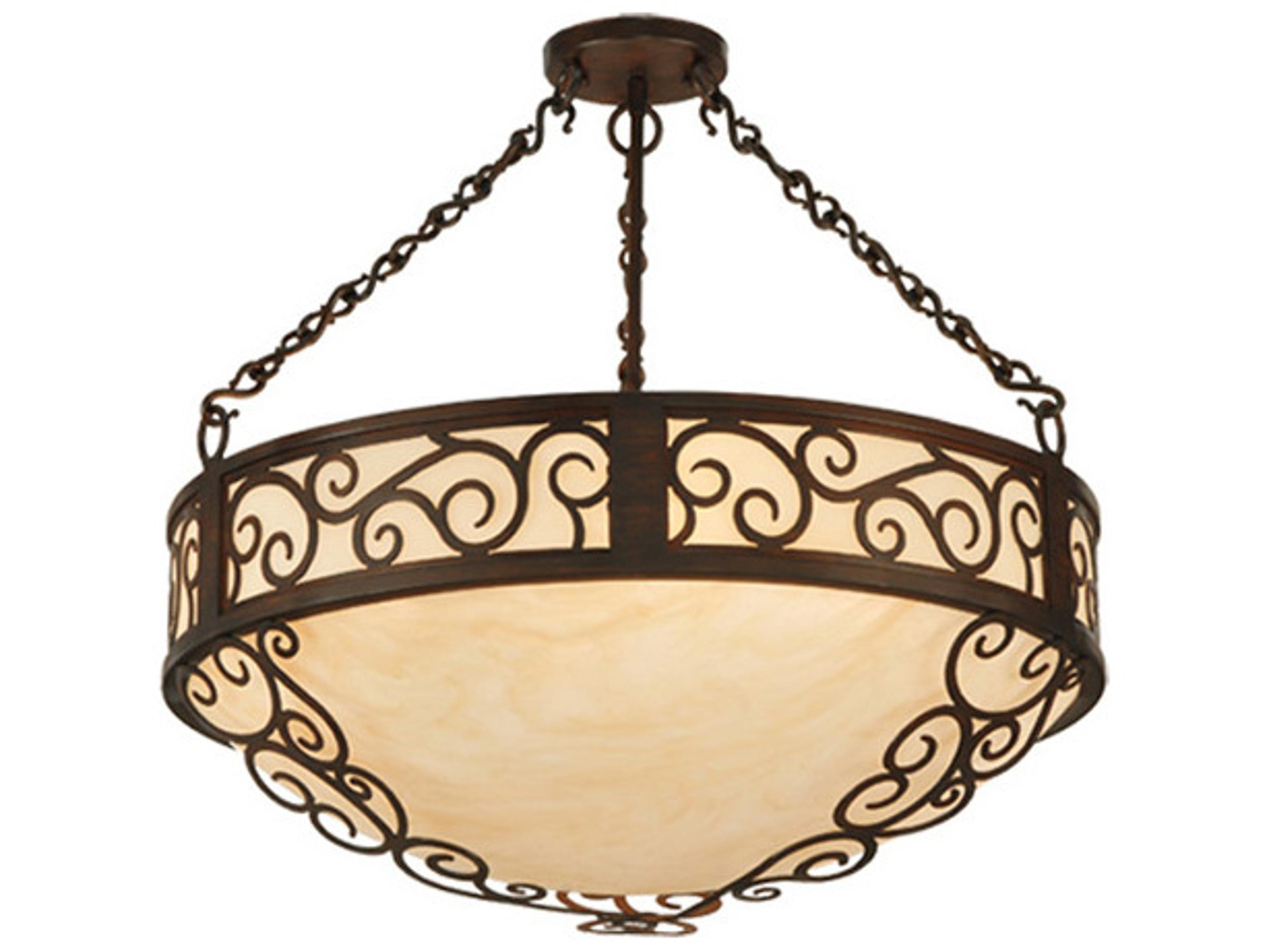Meyda Lilliana 4-Light Rustic Iron Brown Bowl Pendant