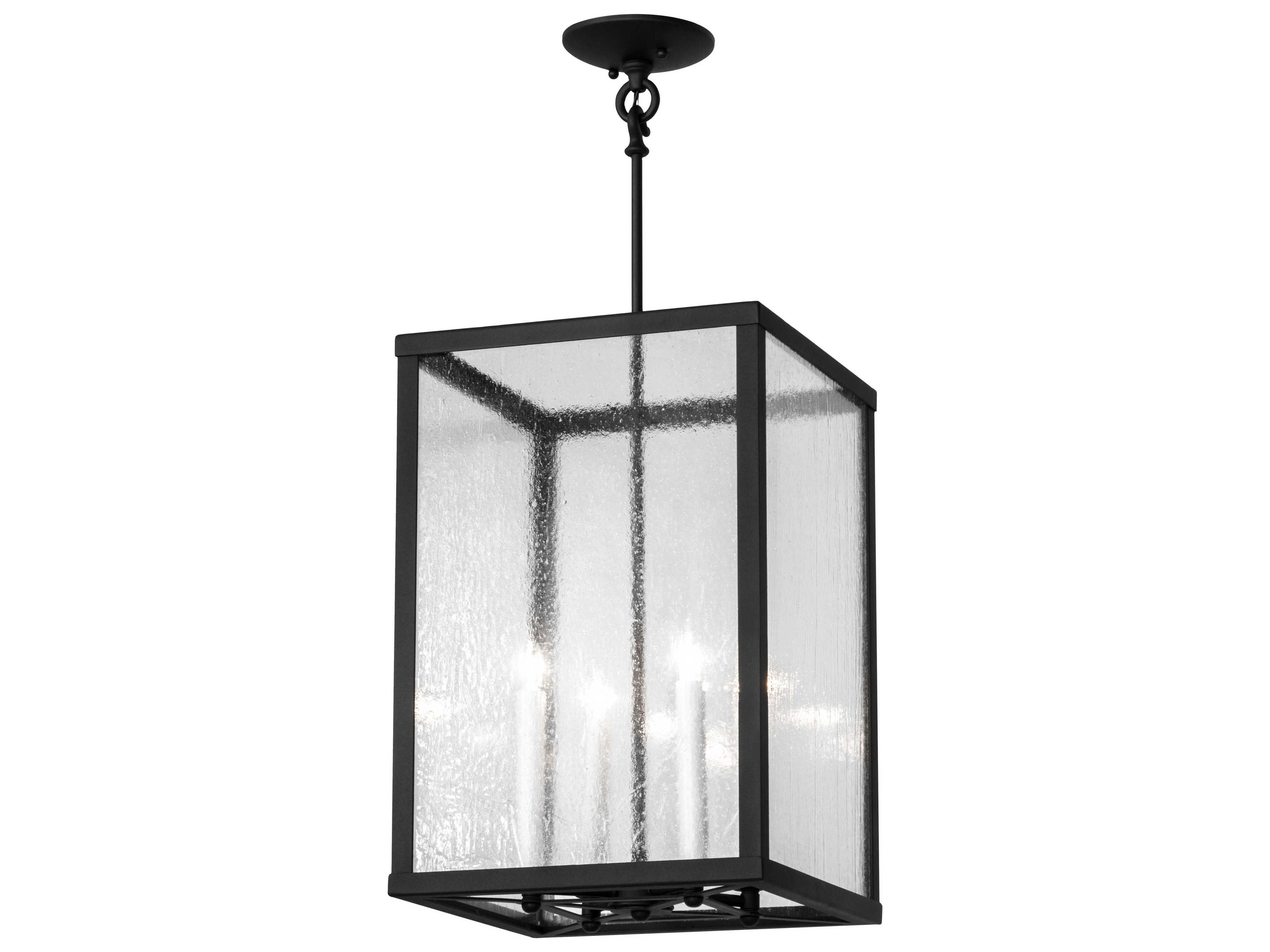 Meyda Kitzi Box 4-Light Black Glass Geometric Pendant