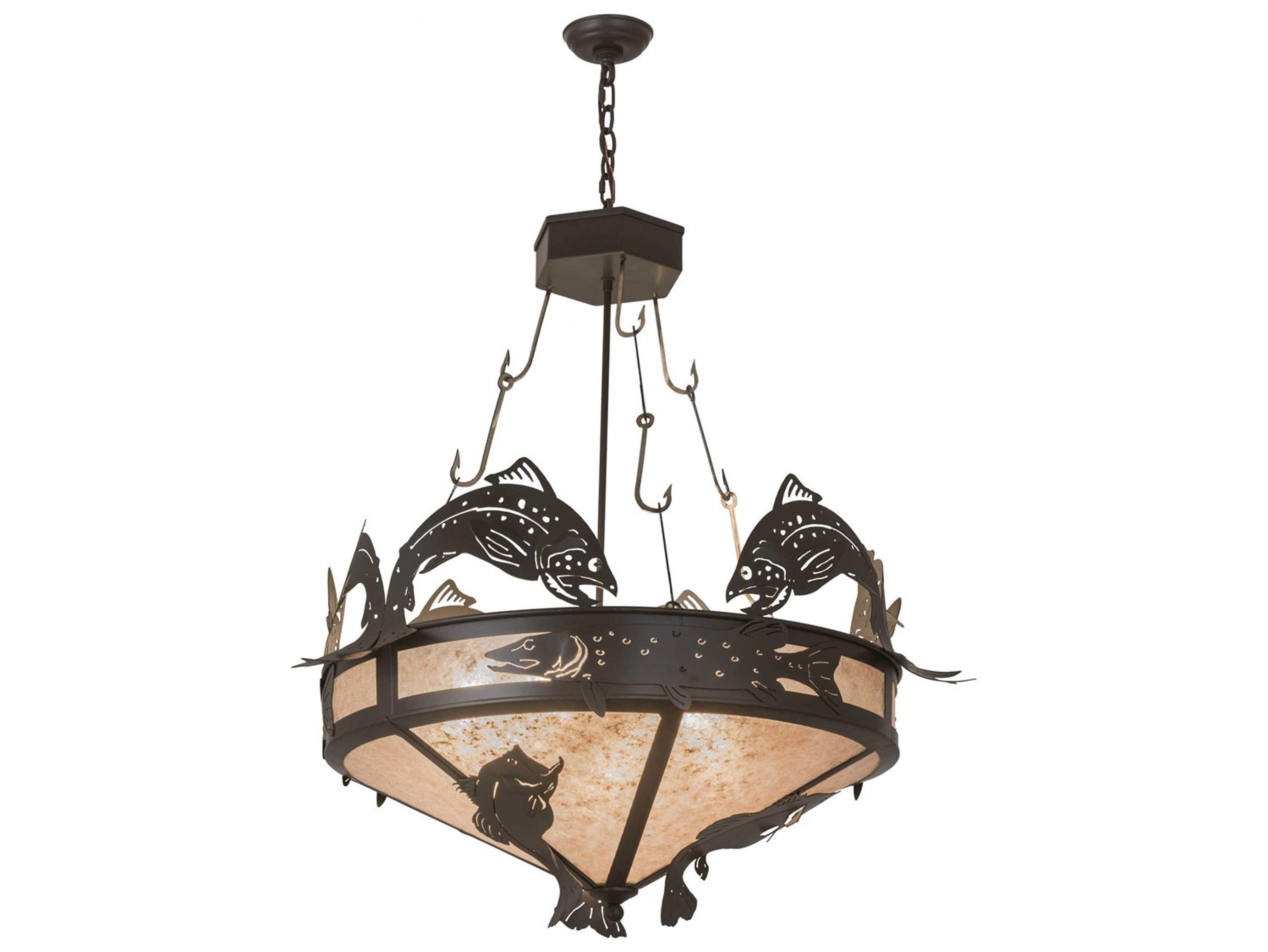 Meyda Catch Of The Day 6-Light Bronze Glass Geometric Pendant