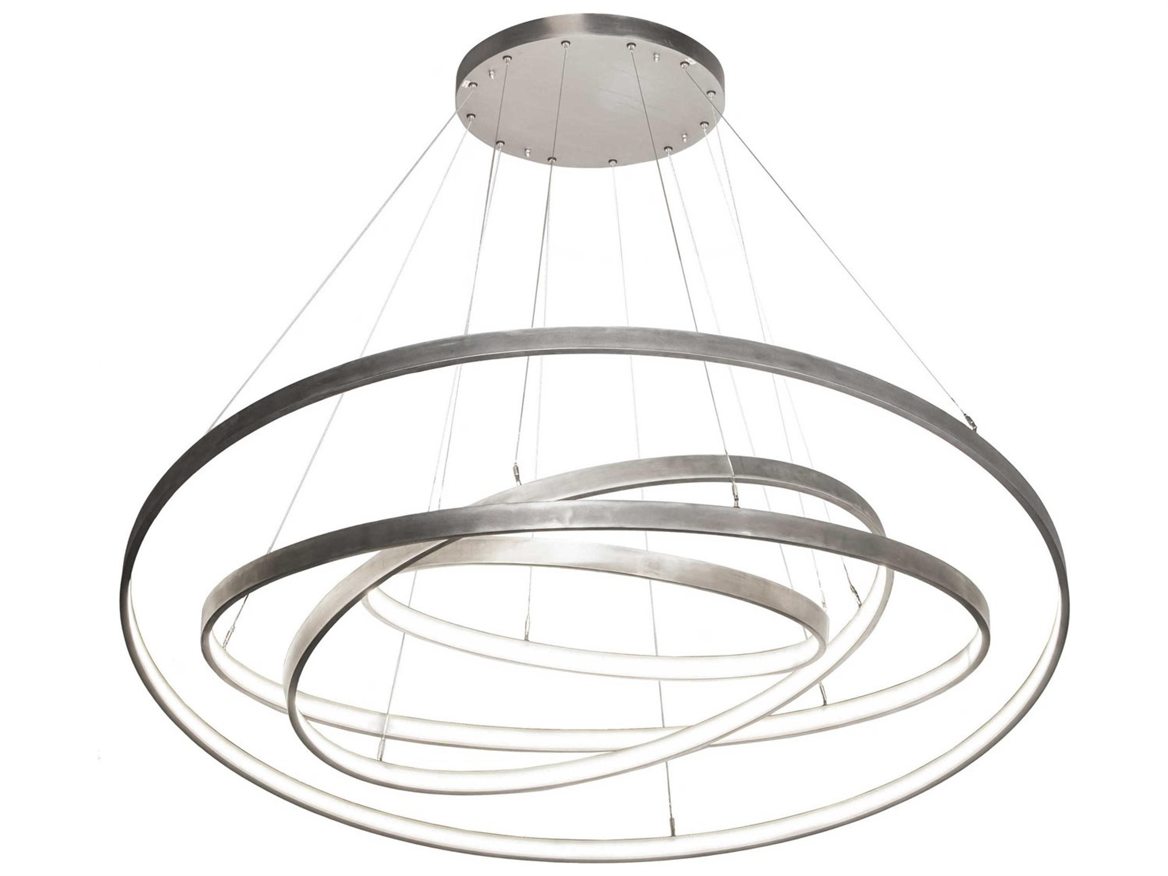 Meyda Anillo Led Steel Glass Round Tiered Pendant