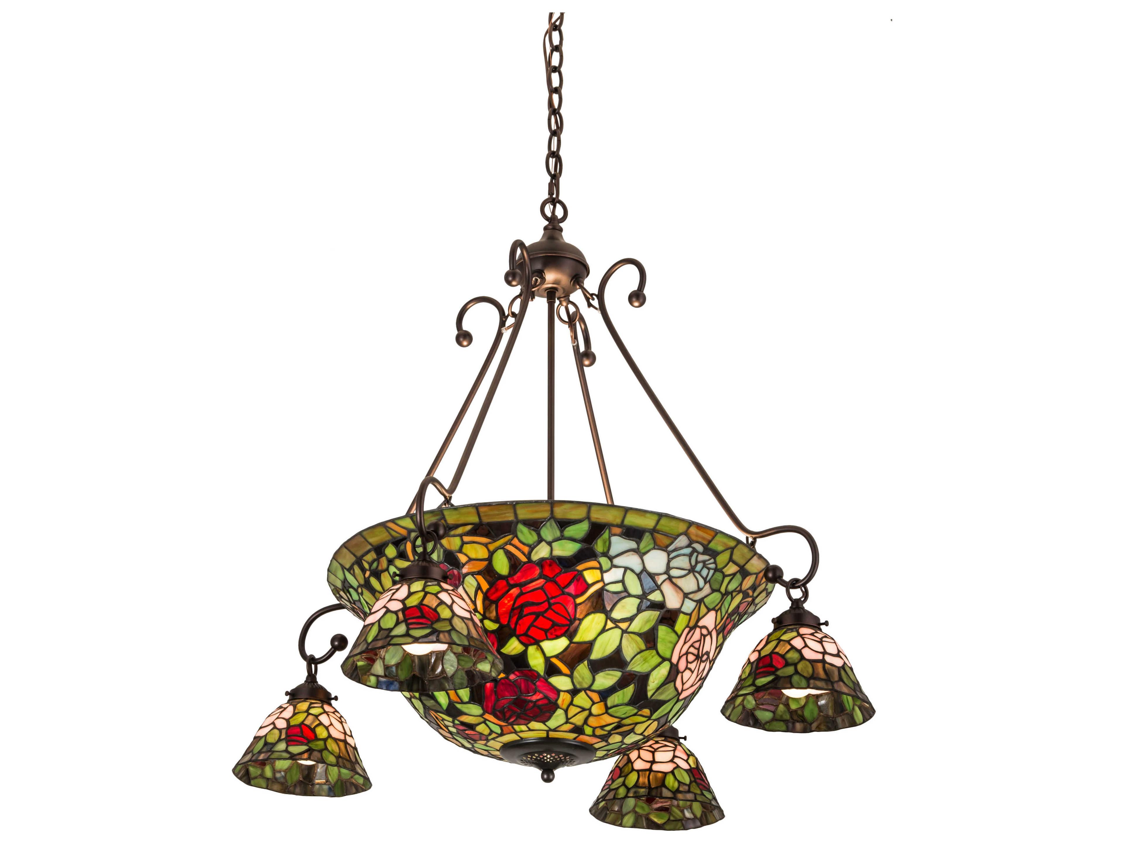 Meyda 4 3 Bronze Glass Tiffany Bowl Pendant