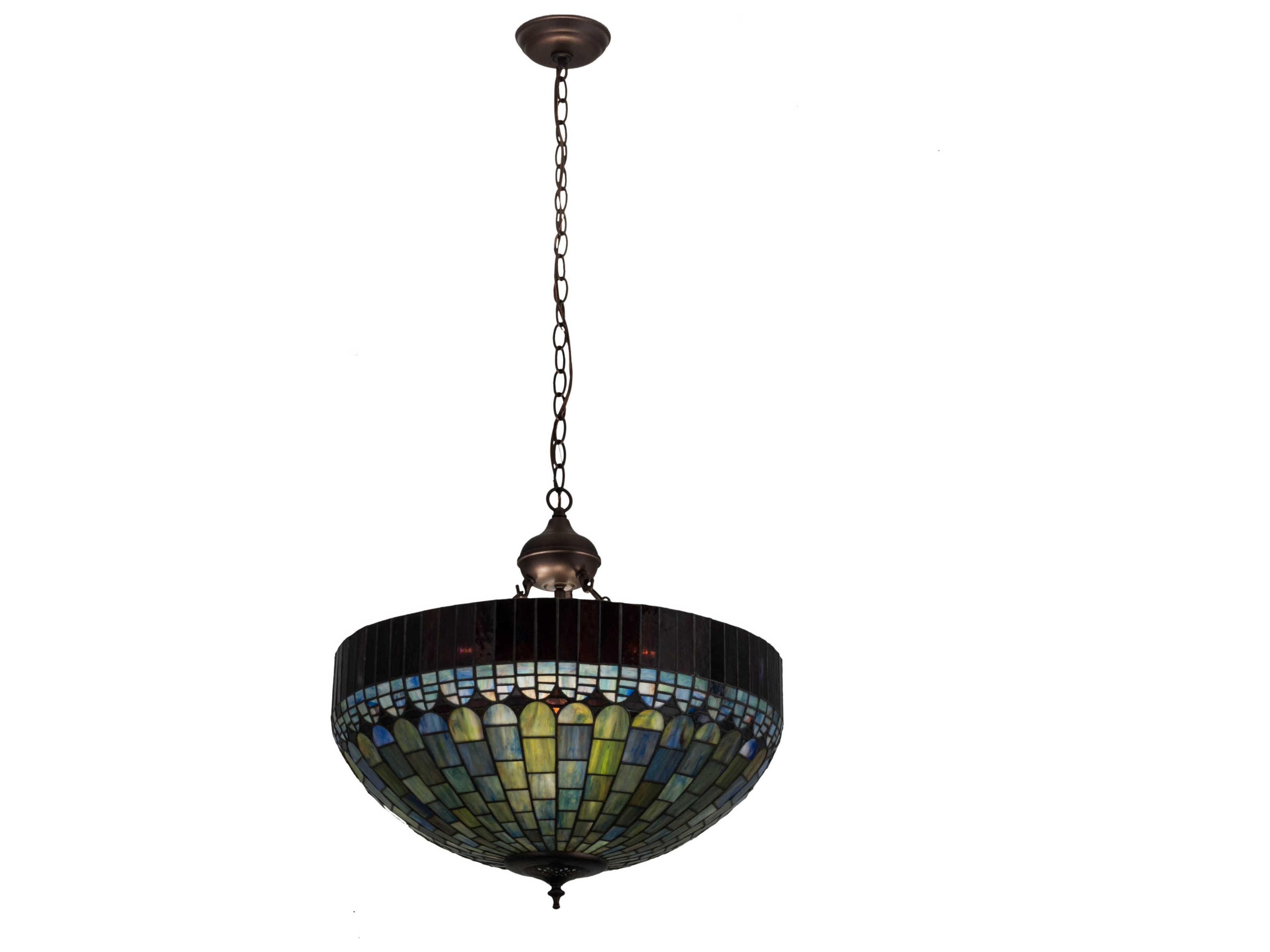 Meyda 3-Light Bronze Glass Tiffany Dome Pendant