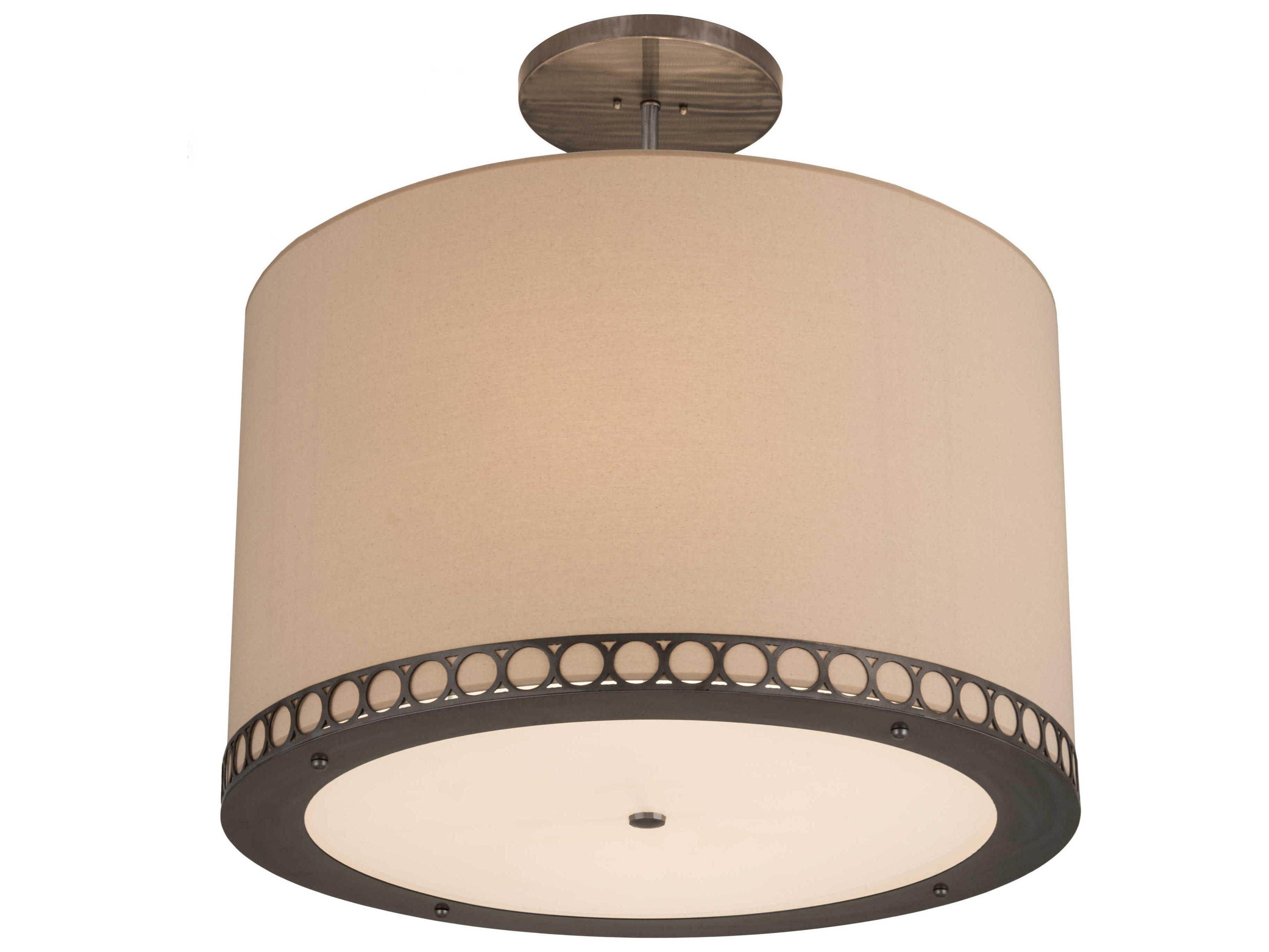 Meyda Cilindro 4-Light Off White Glass Drum Pendant