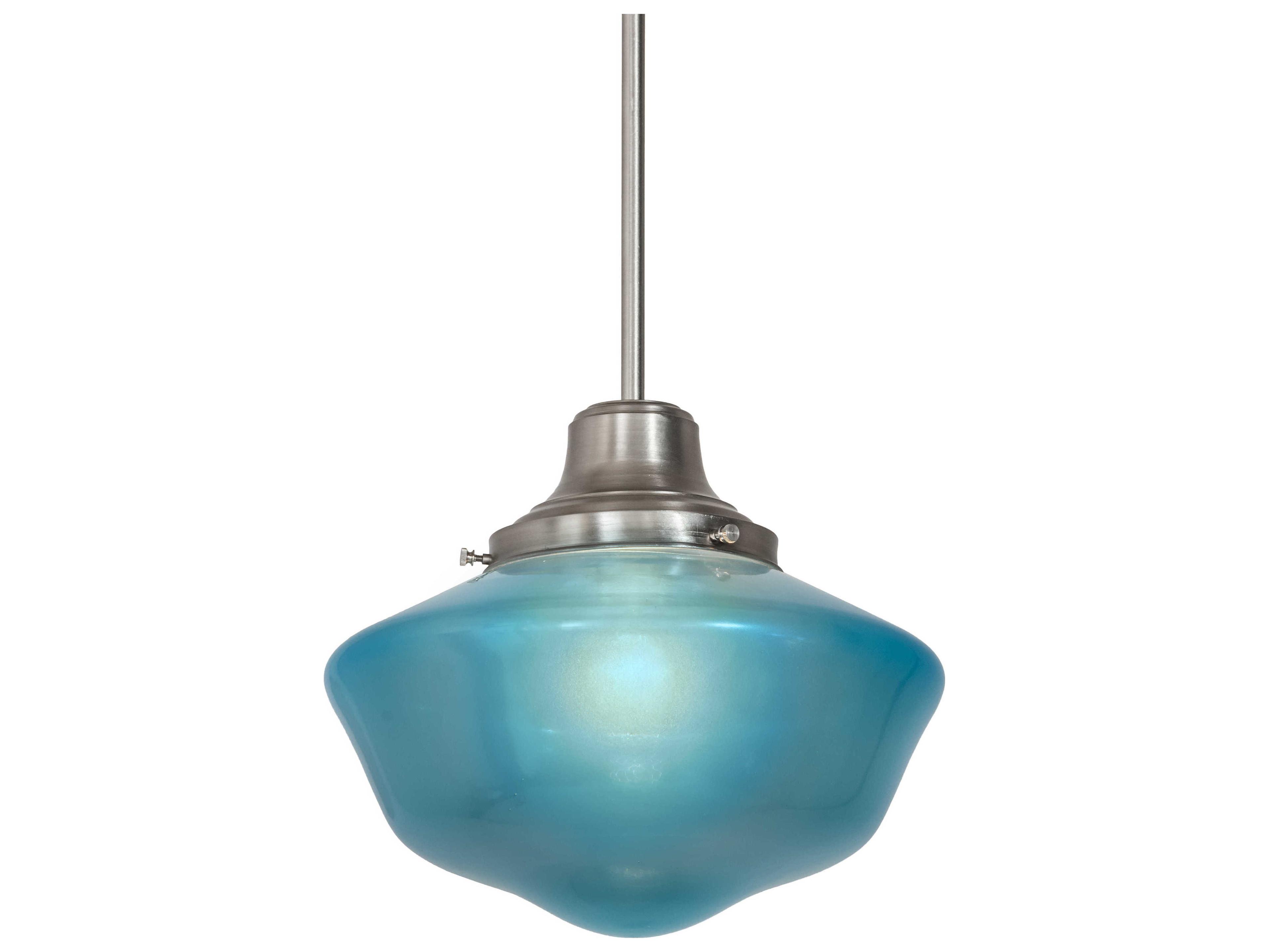 Meyda Revival Schoolhouse 1-Light Blue Glass Pendant
