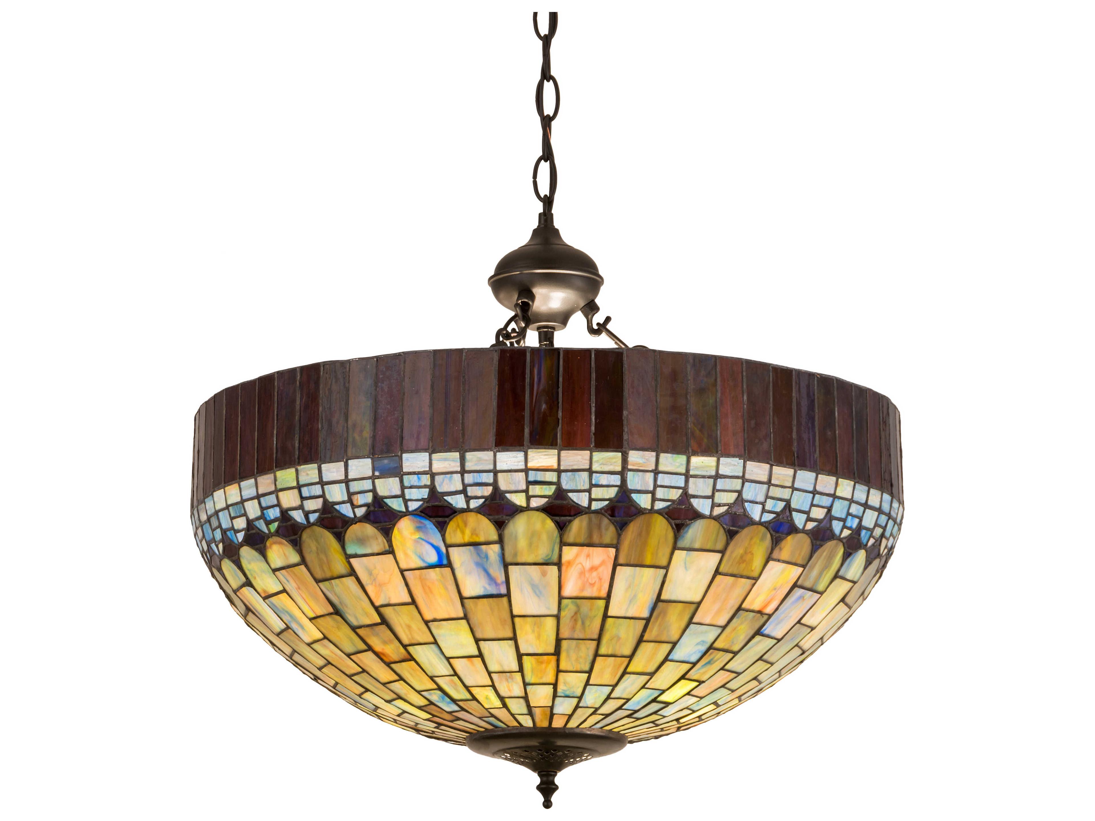 Meyda 3-Light Brown Glass Tiffany Dome Pendant