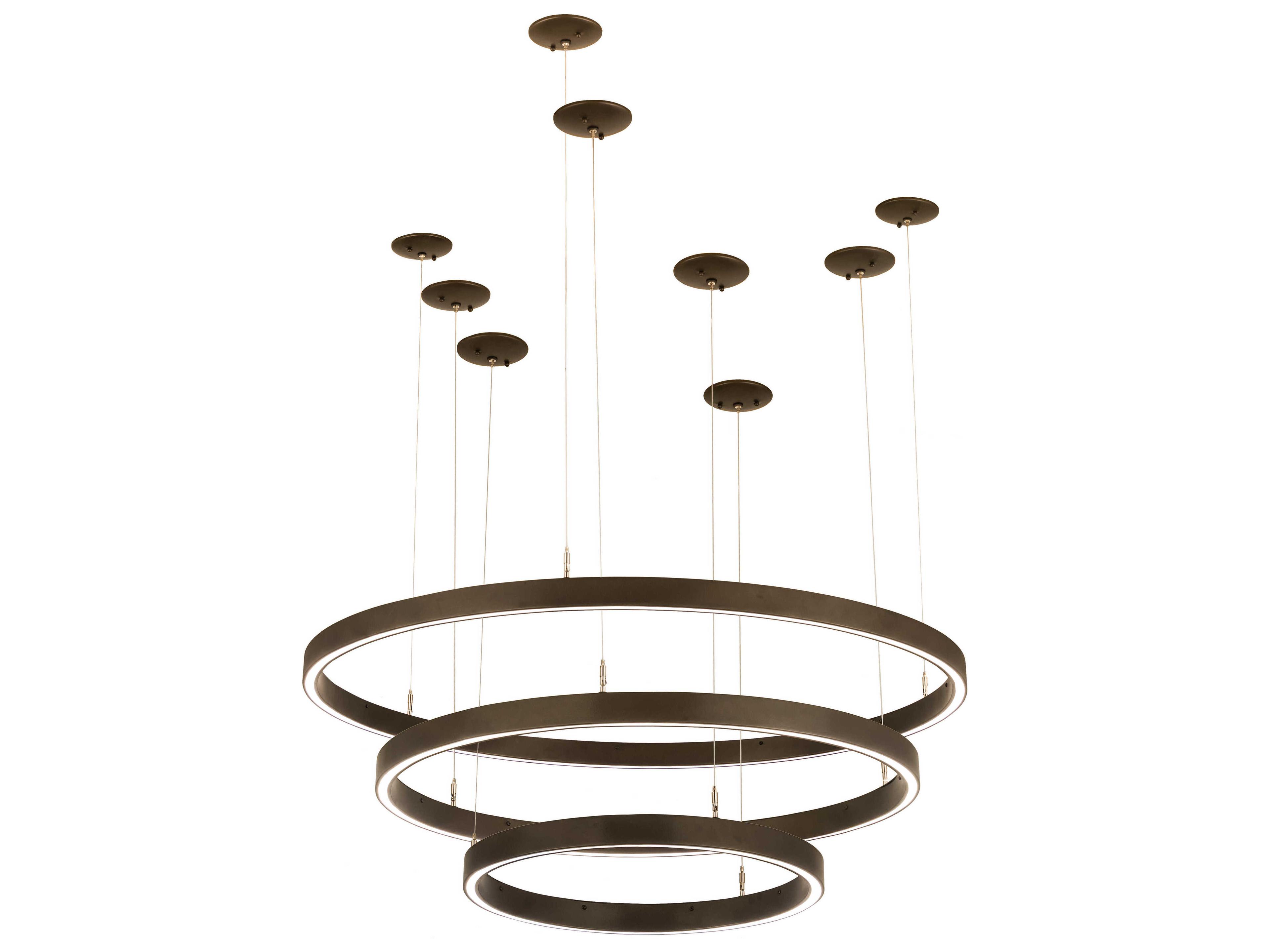 Meyda Anillo Led Bronze Glass Round Tiered Pendant