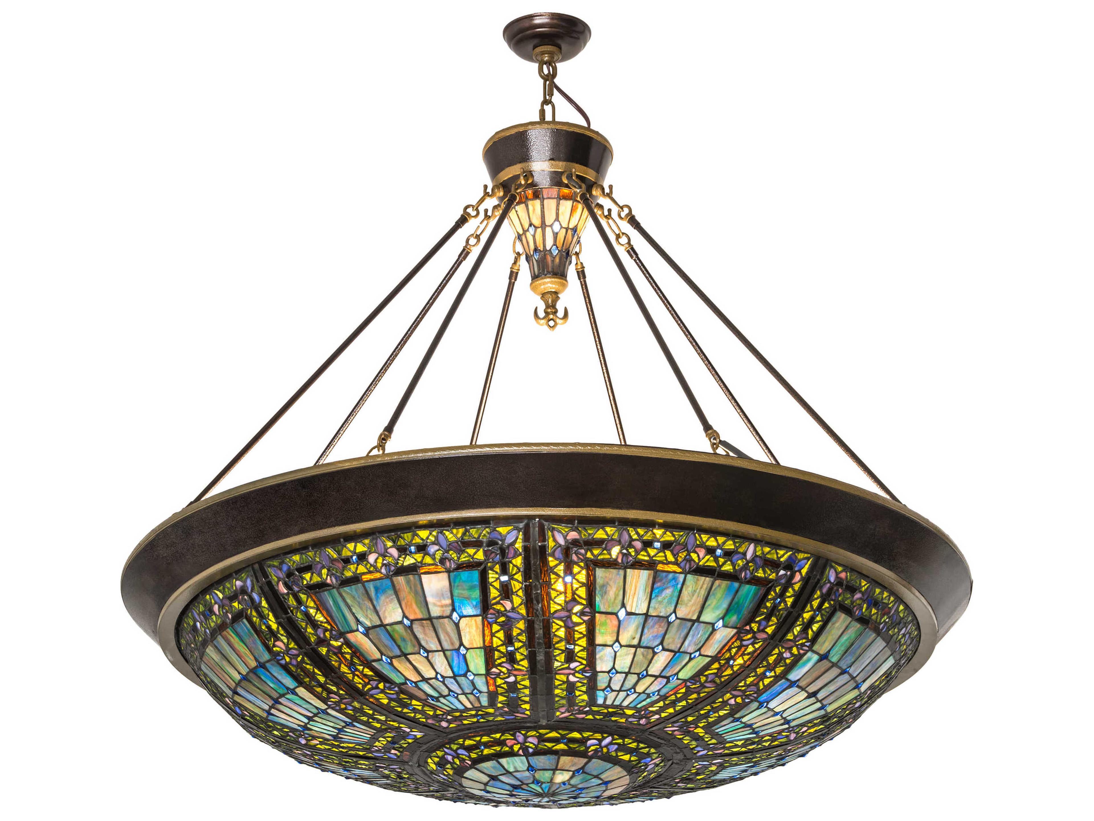 Meyda Fleur-de-lis 8 2 Gold Glass Tiffany Bowl Pendant