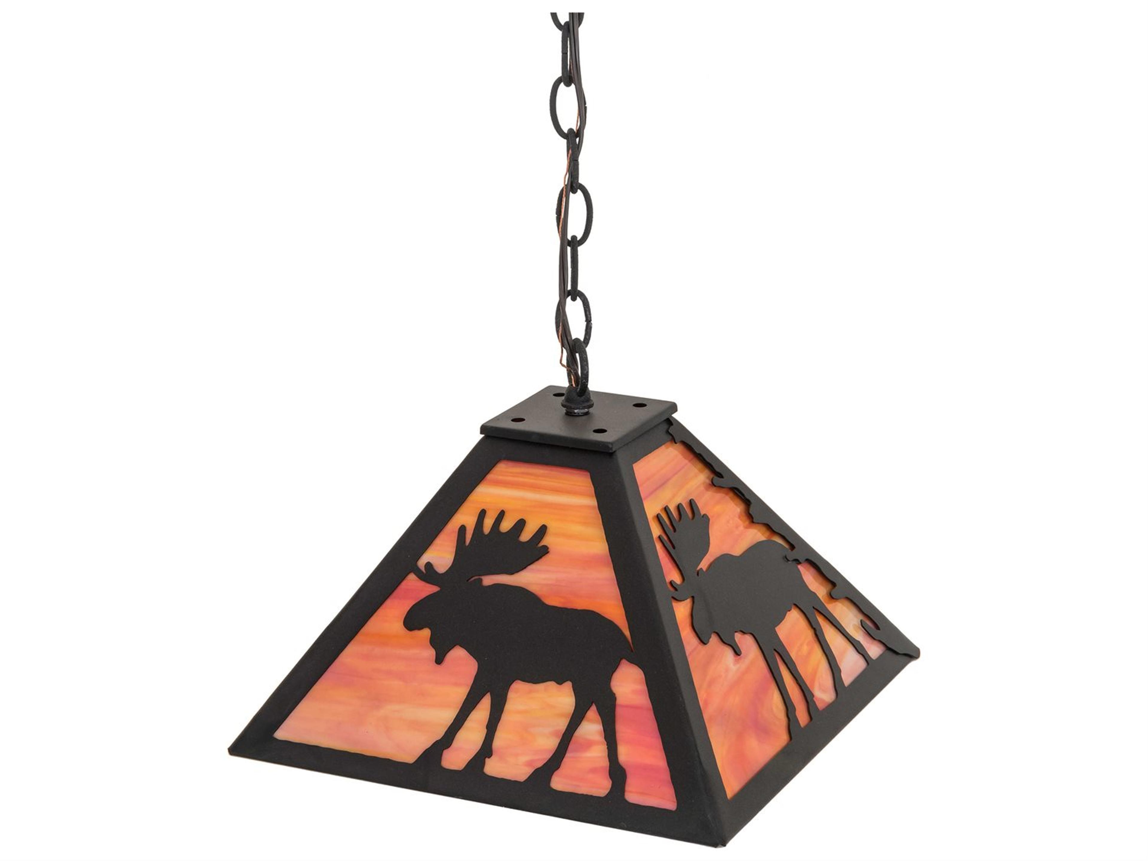 Meyda Lone Moose 2-Light Black Glass Pendant