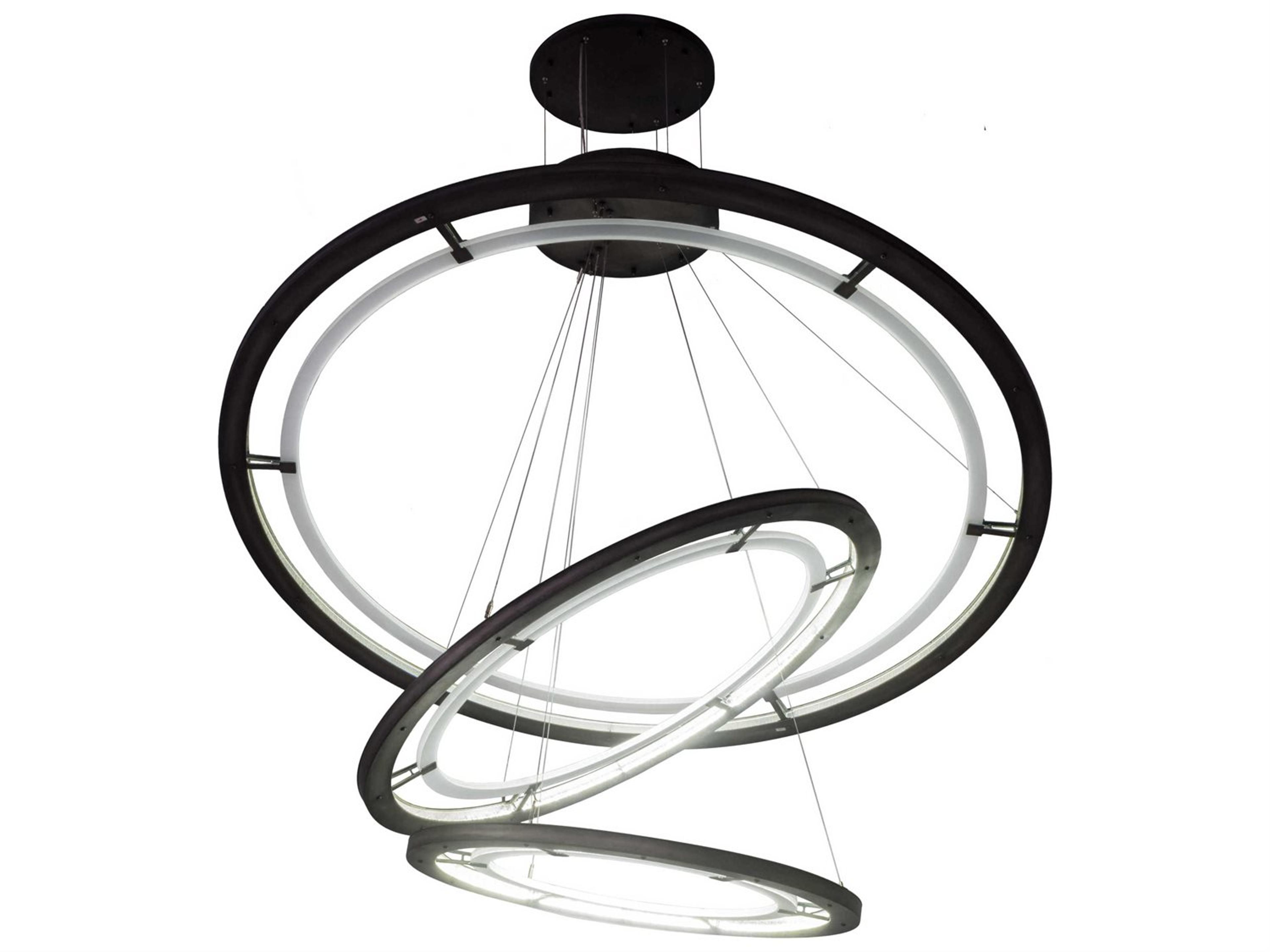 Meyda Anillo Led Steel Glass Round Tiered Pendant