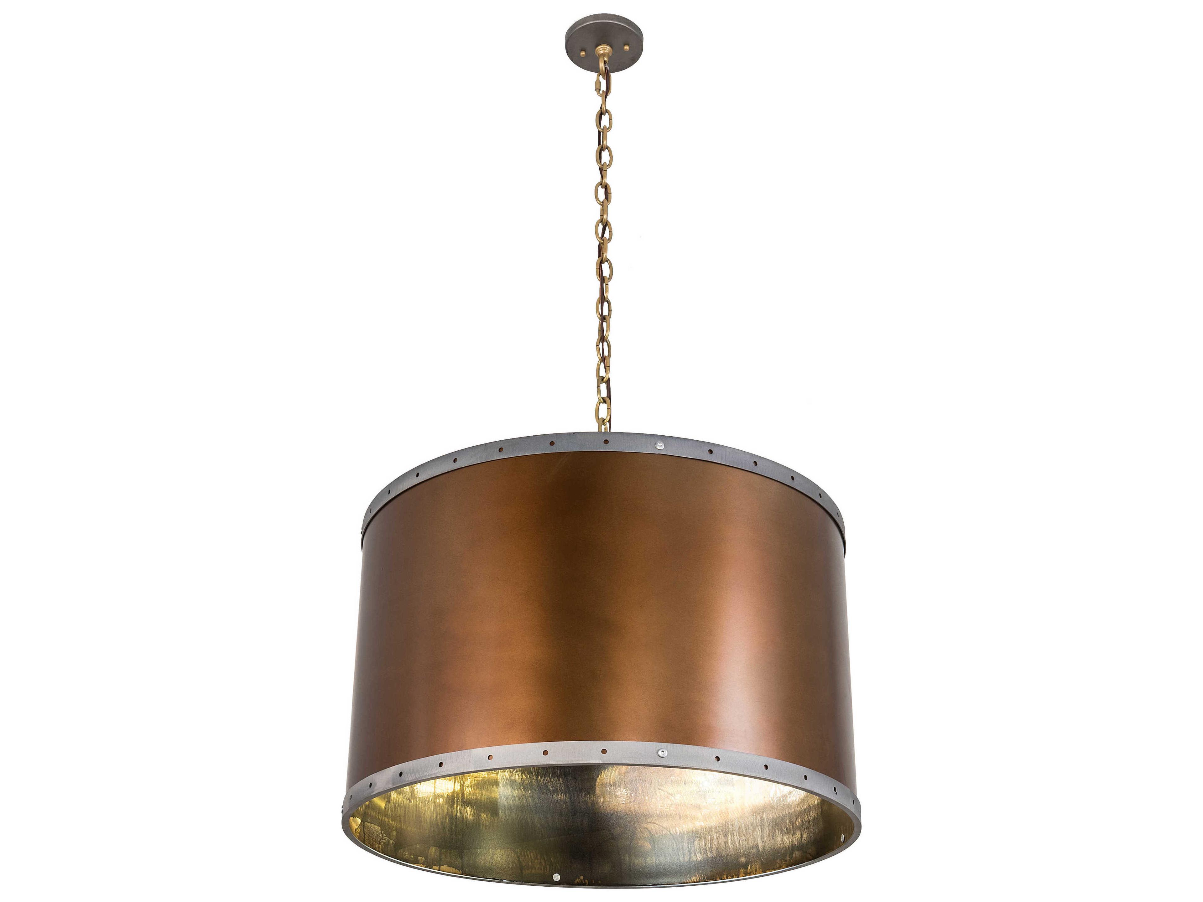 Meyda Cilindro 4-Light Copper Glass Drum Pendant