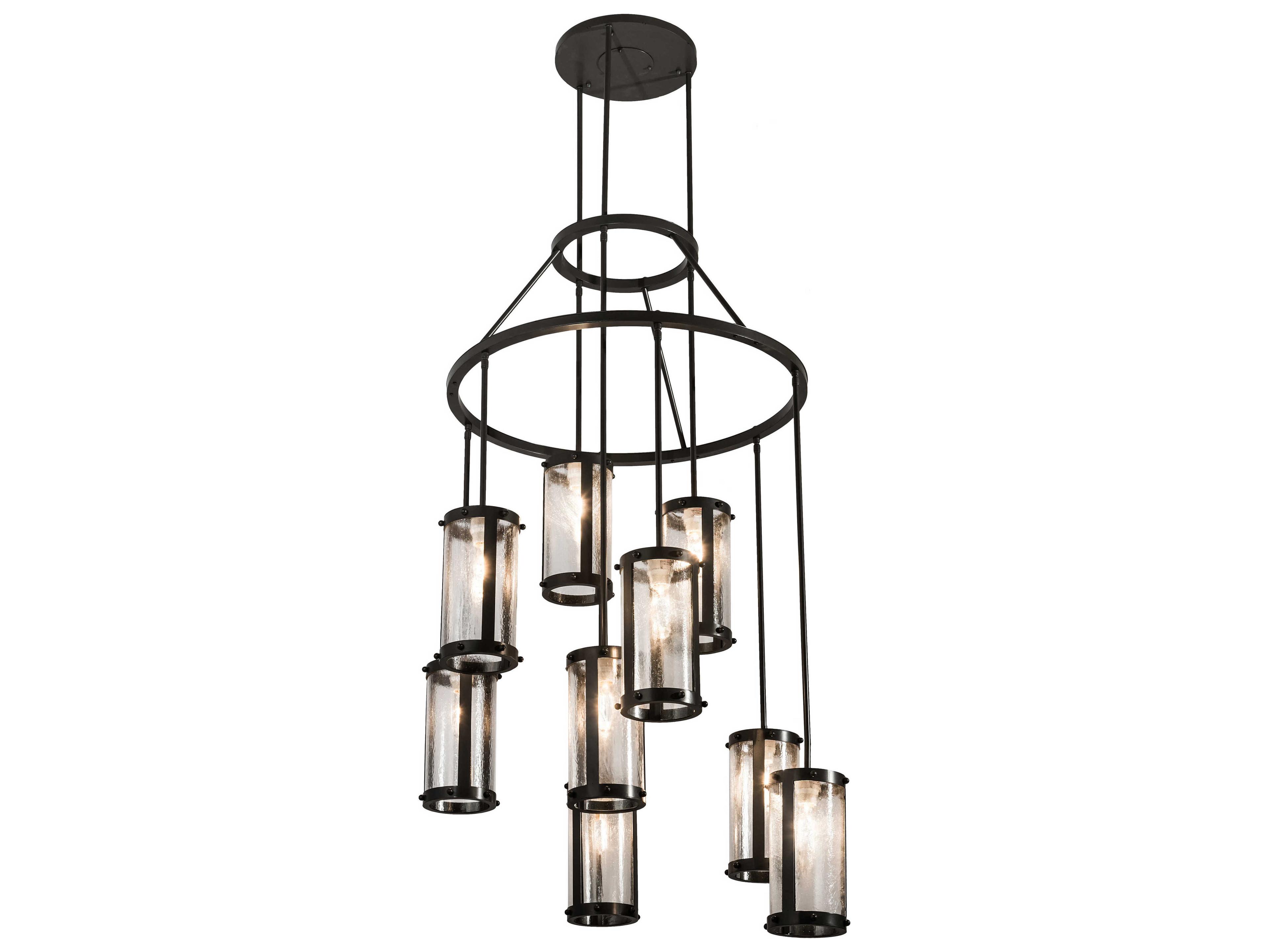 Meyda Cartier 9-Light Bronze Glass Cylinder Pendant