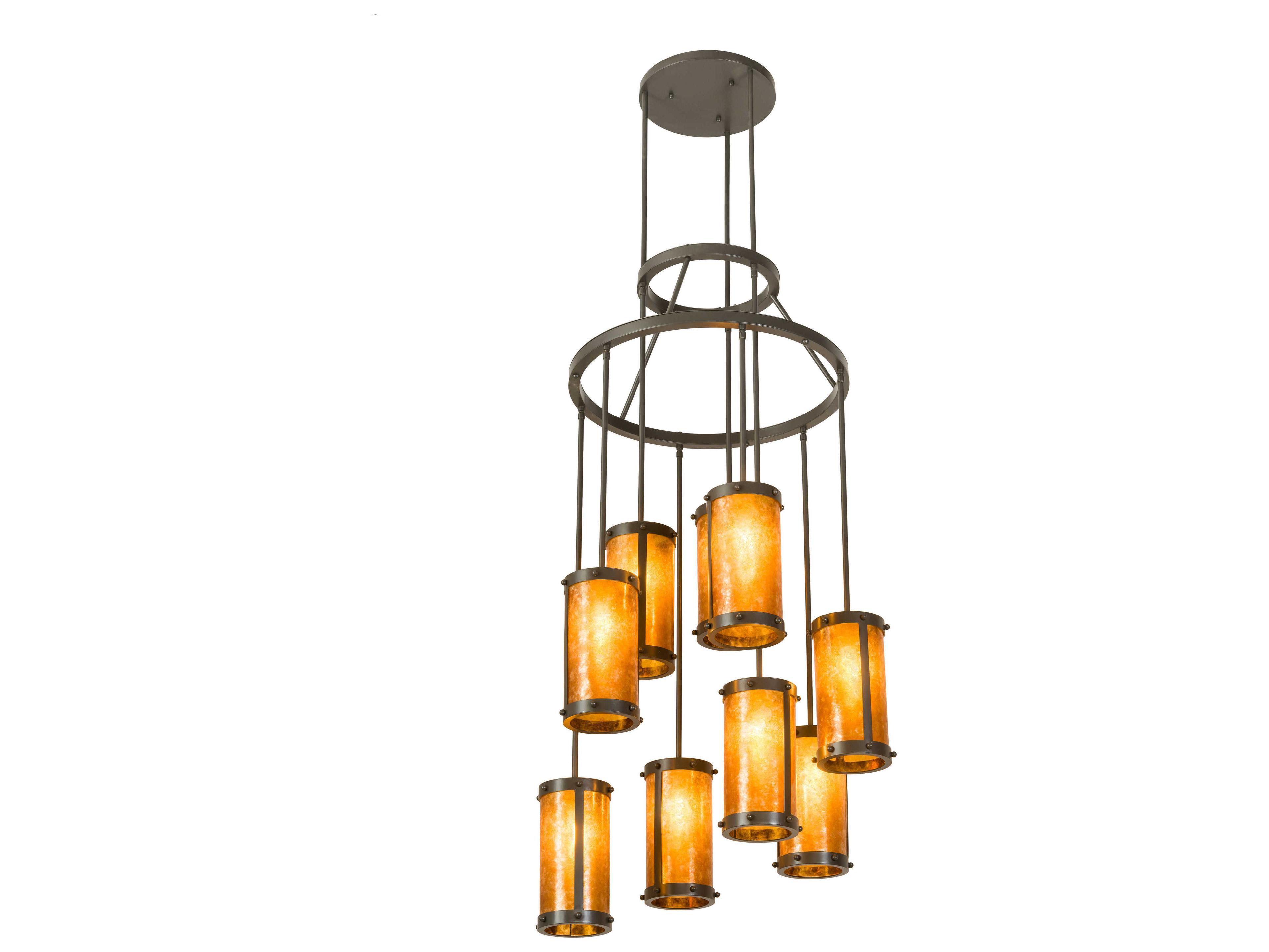 Meyda Cartier 9-Light Bronze Glass Cylinder Pendant