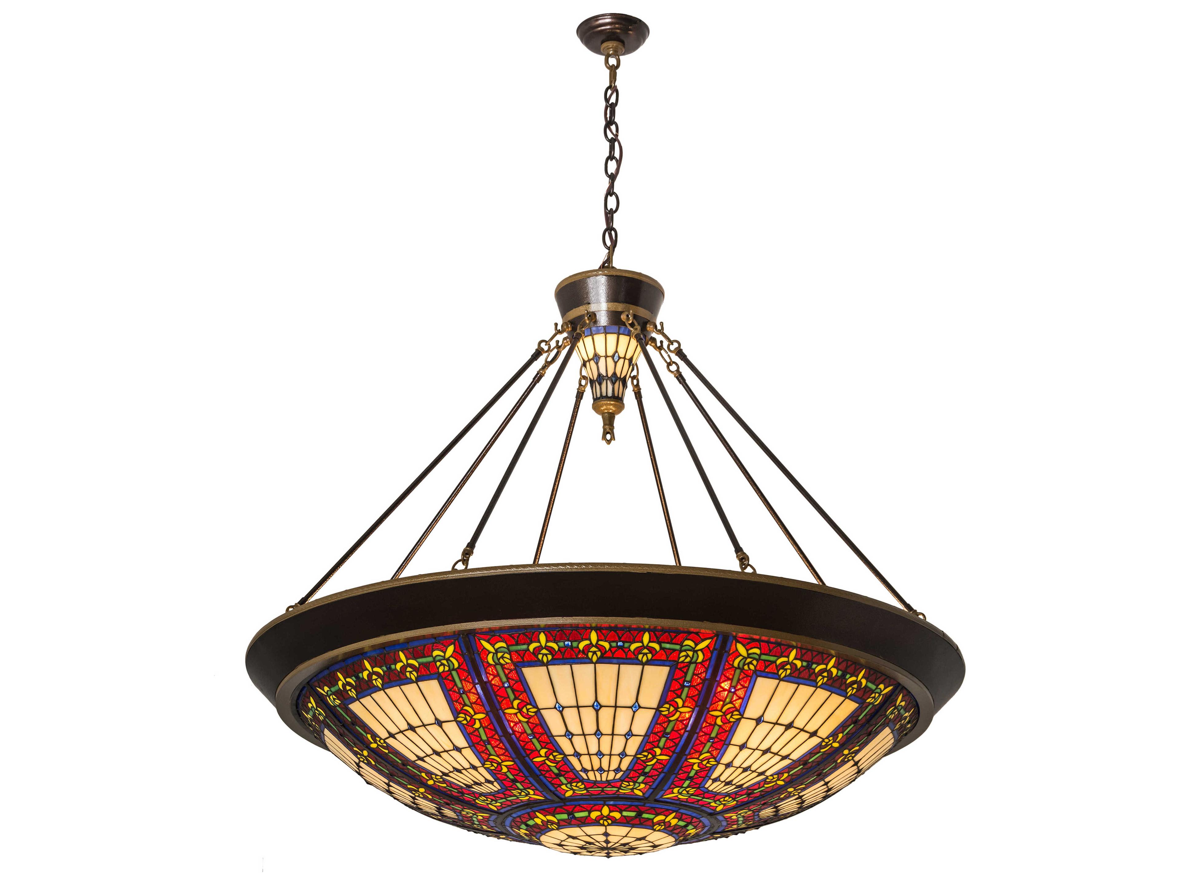 Meyda Fleur-de-lis 8 2 Copper Glass Tiffany Bowl Pendant