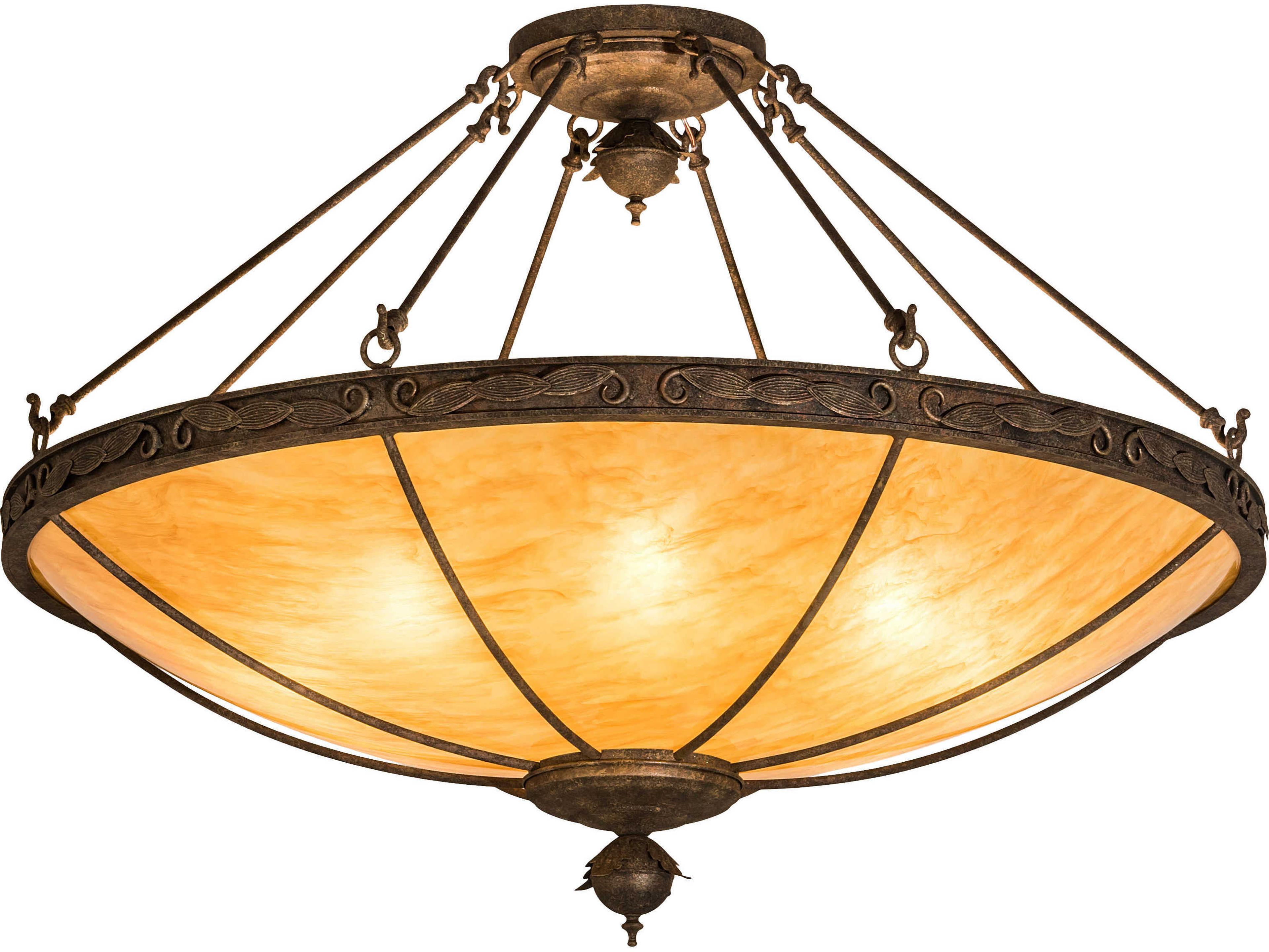Meyda Arabesque 8-Light Brown Glass Bowl Pendant