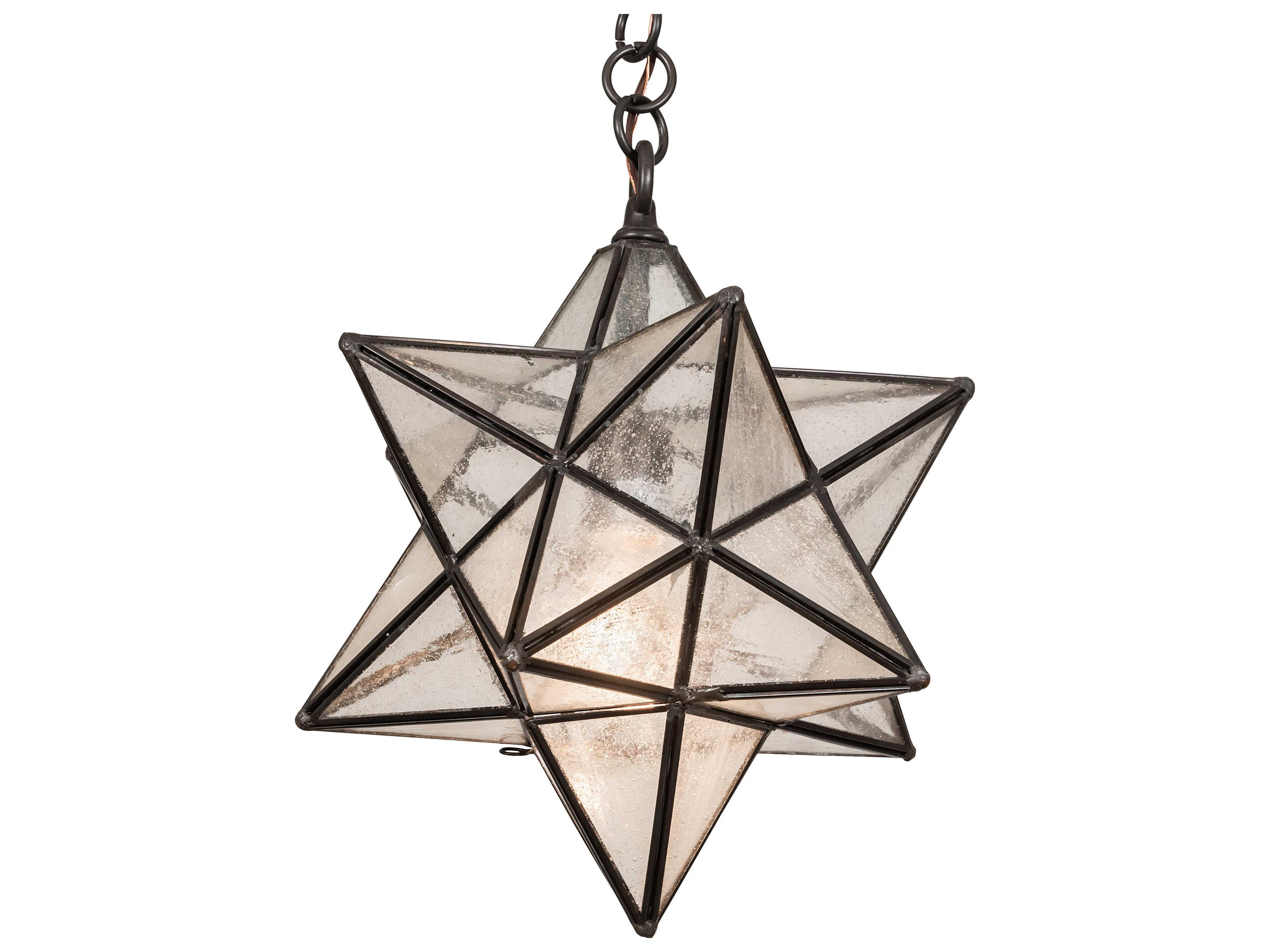 Meyda Moravian Star 1-Light Bronze Glass Pendant