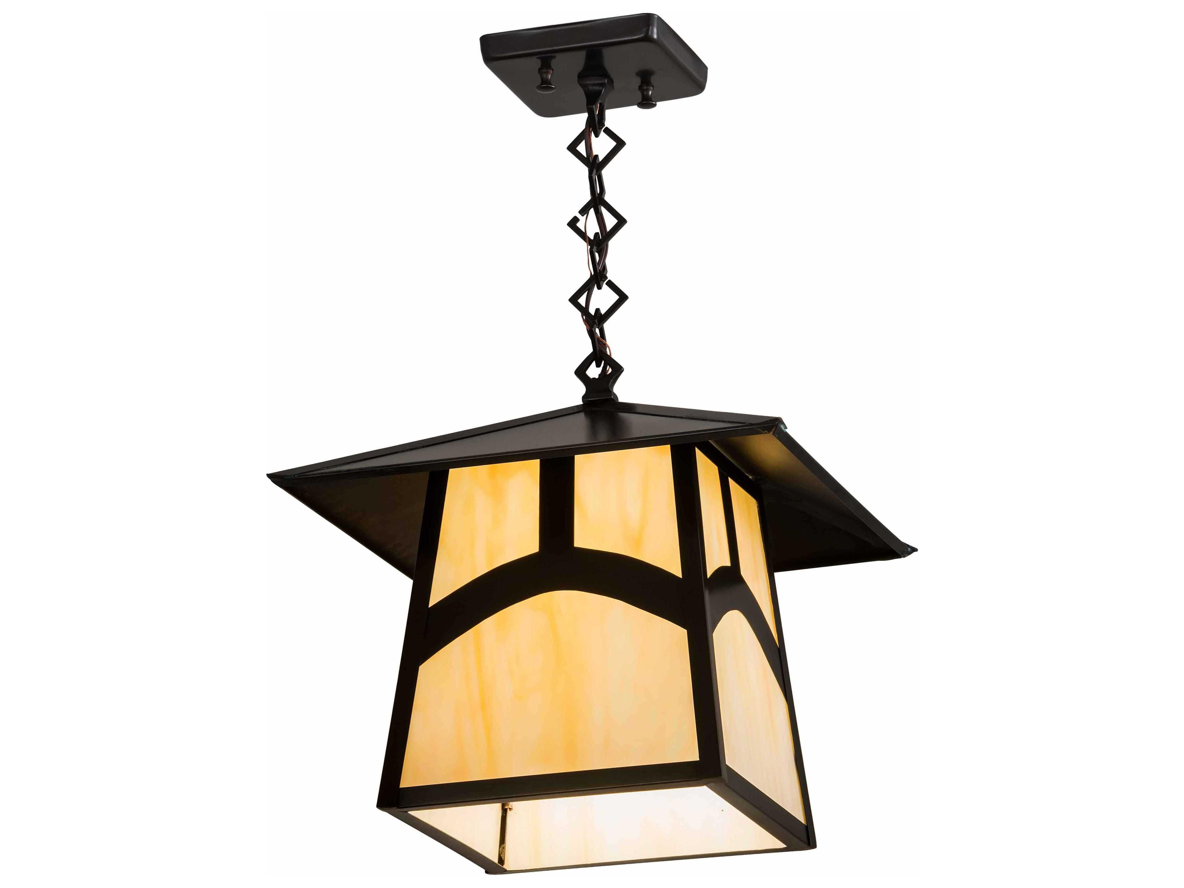 Meyda Stillwater Hill Top 1-Light Brown Glass Geometric Pendant