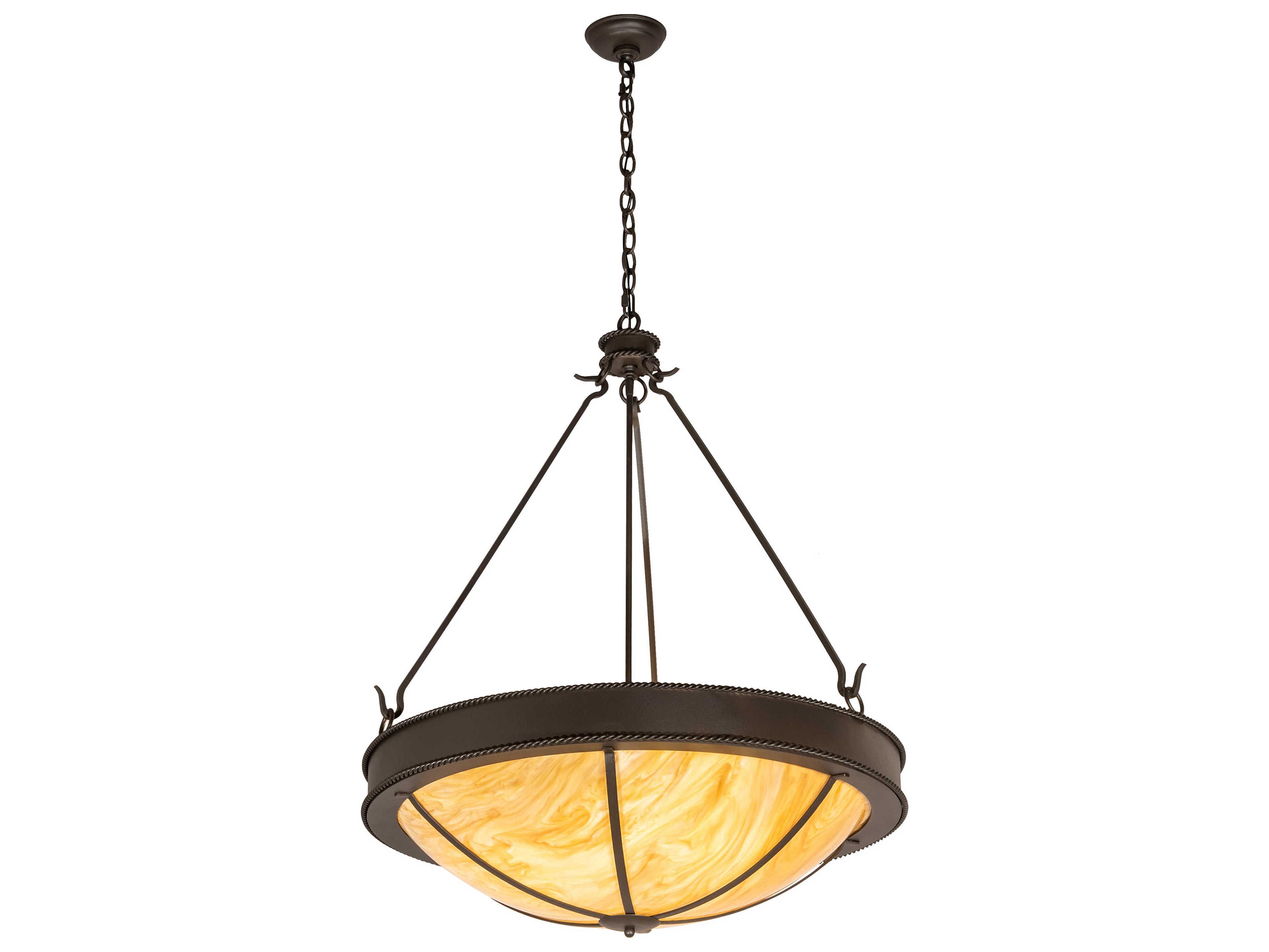 Meyda Phoebus 4-Light Wrought Iron Gray Bowl Pendant