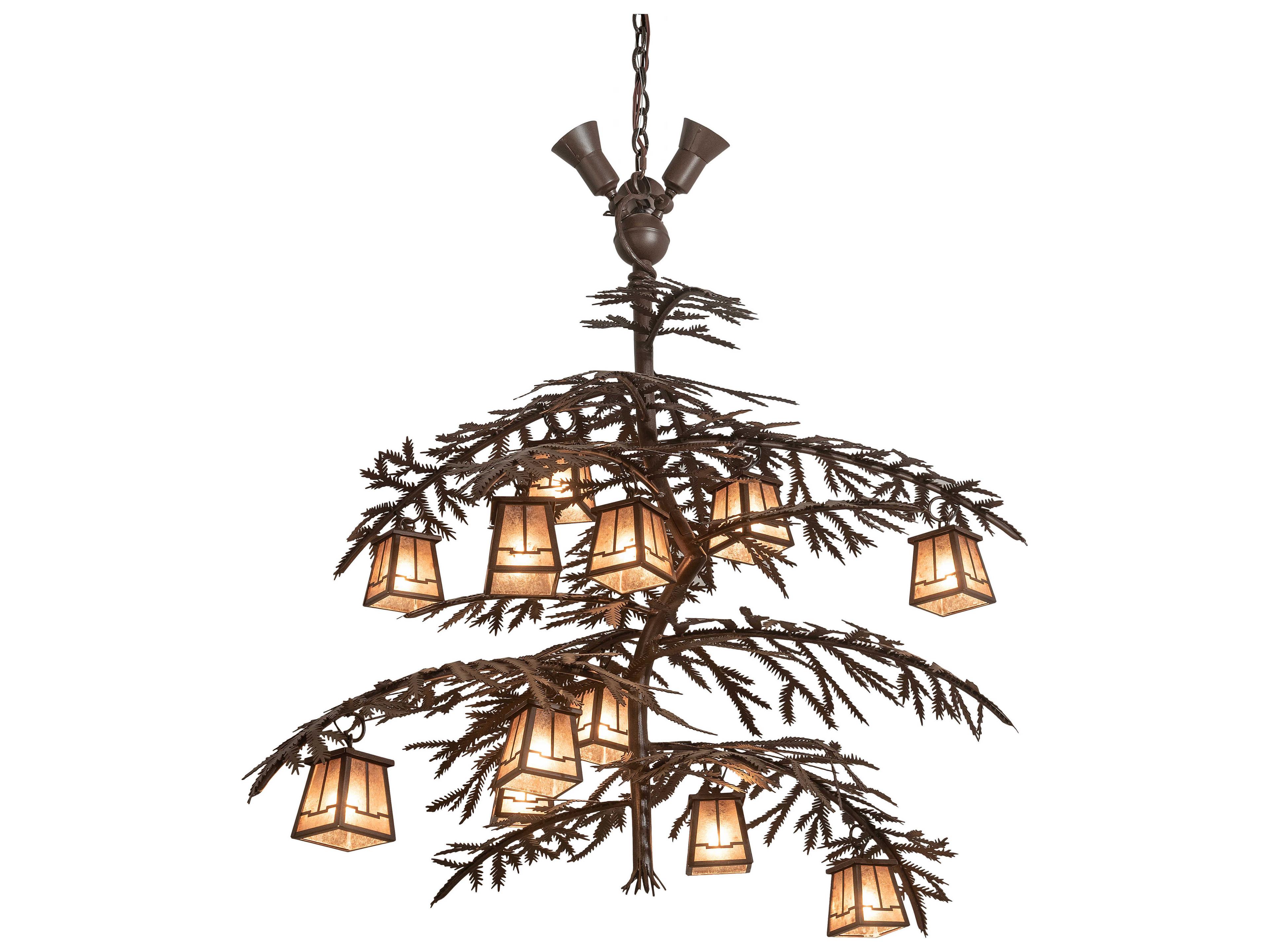 Meyda Pine Branch Valley View 12 3-Light Brown Lantern Island Pendant