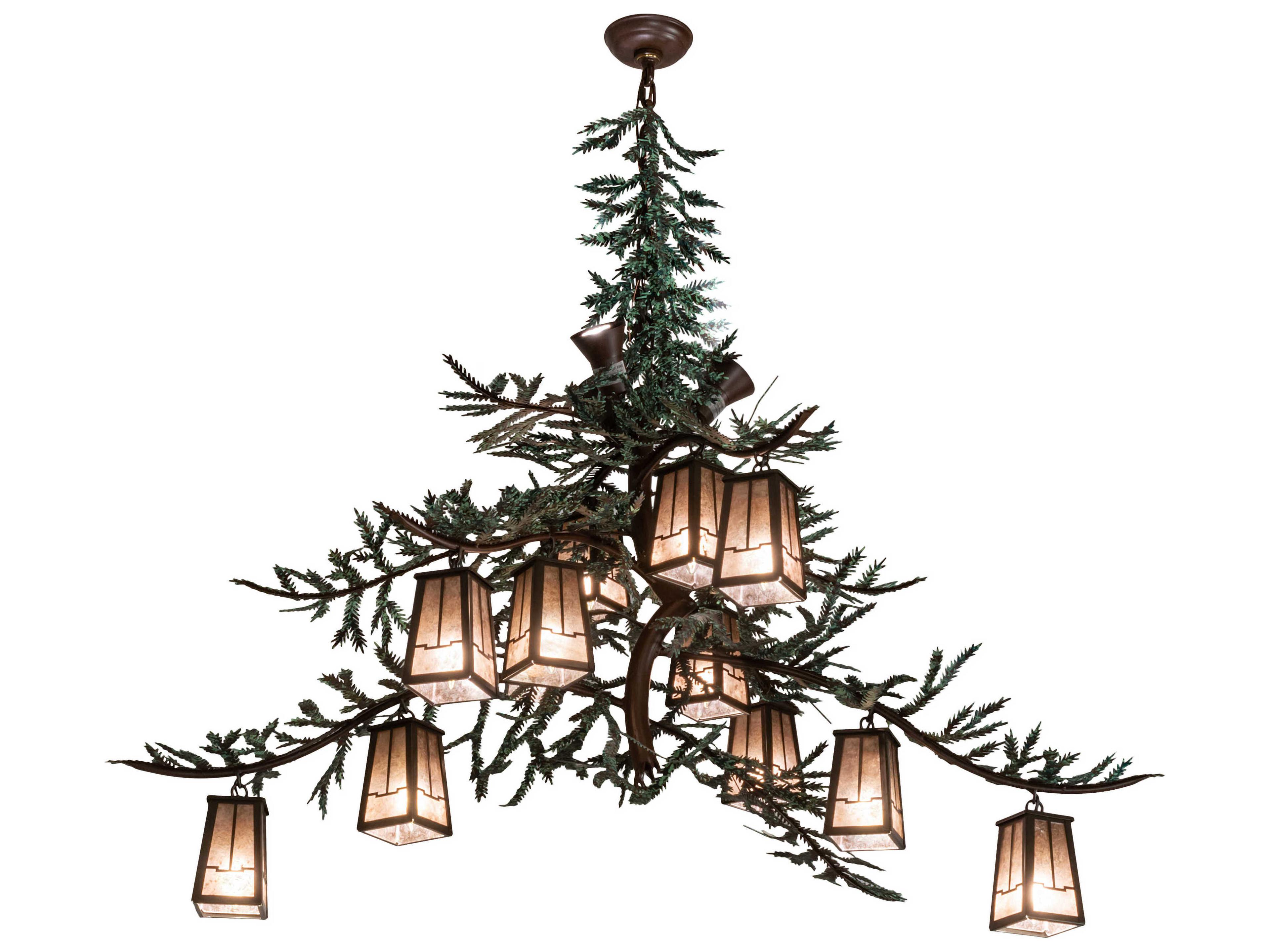 Meyda Pine Branch Valley View 12 3-Light Bronze Lantern Chandelier