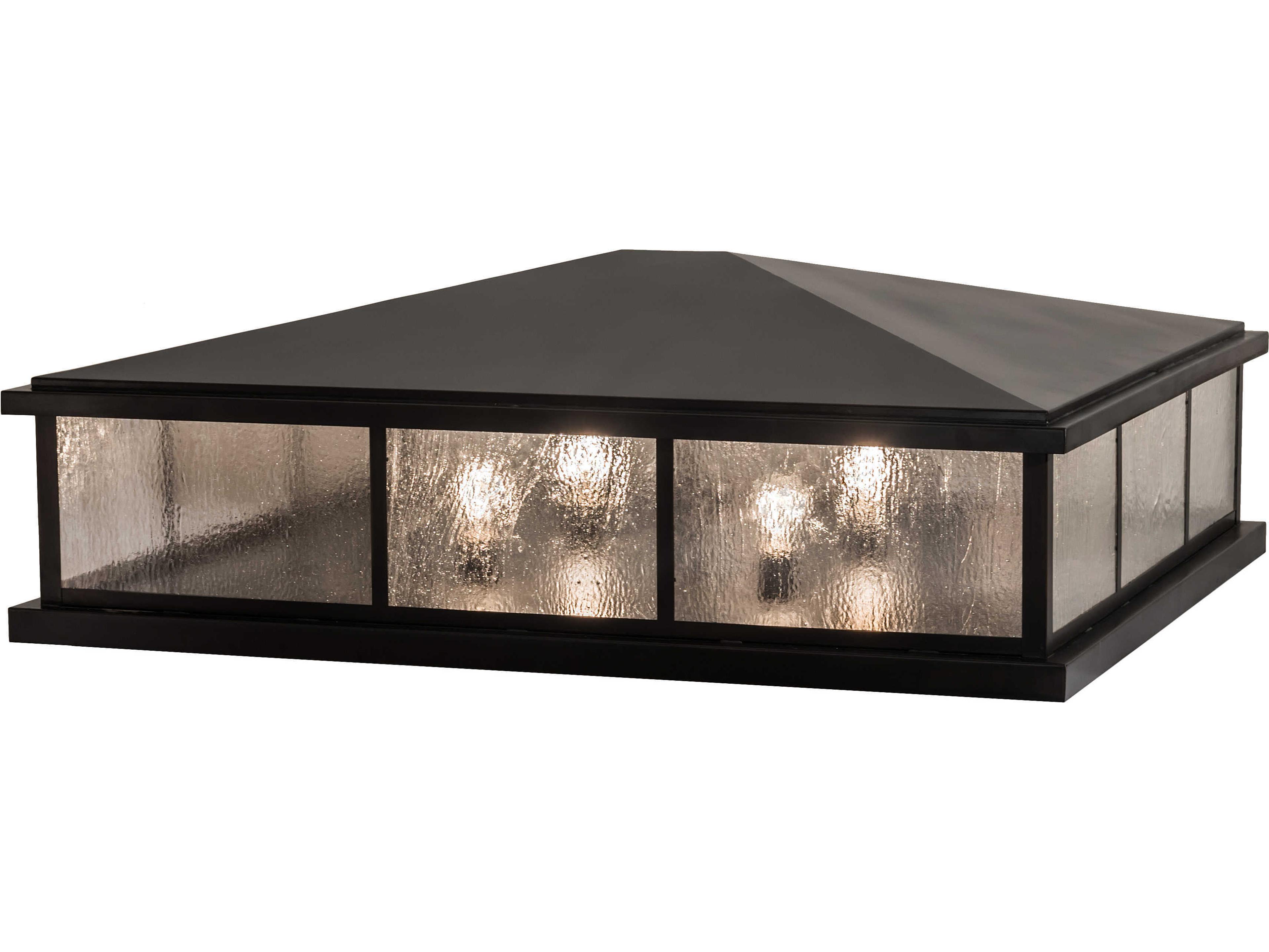 Meyda Seneca Double Bar Mission Glass Outdoor Post Light