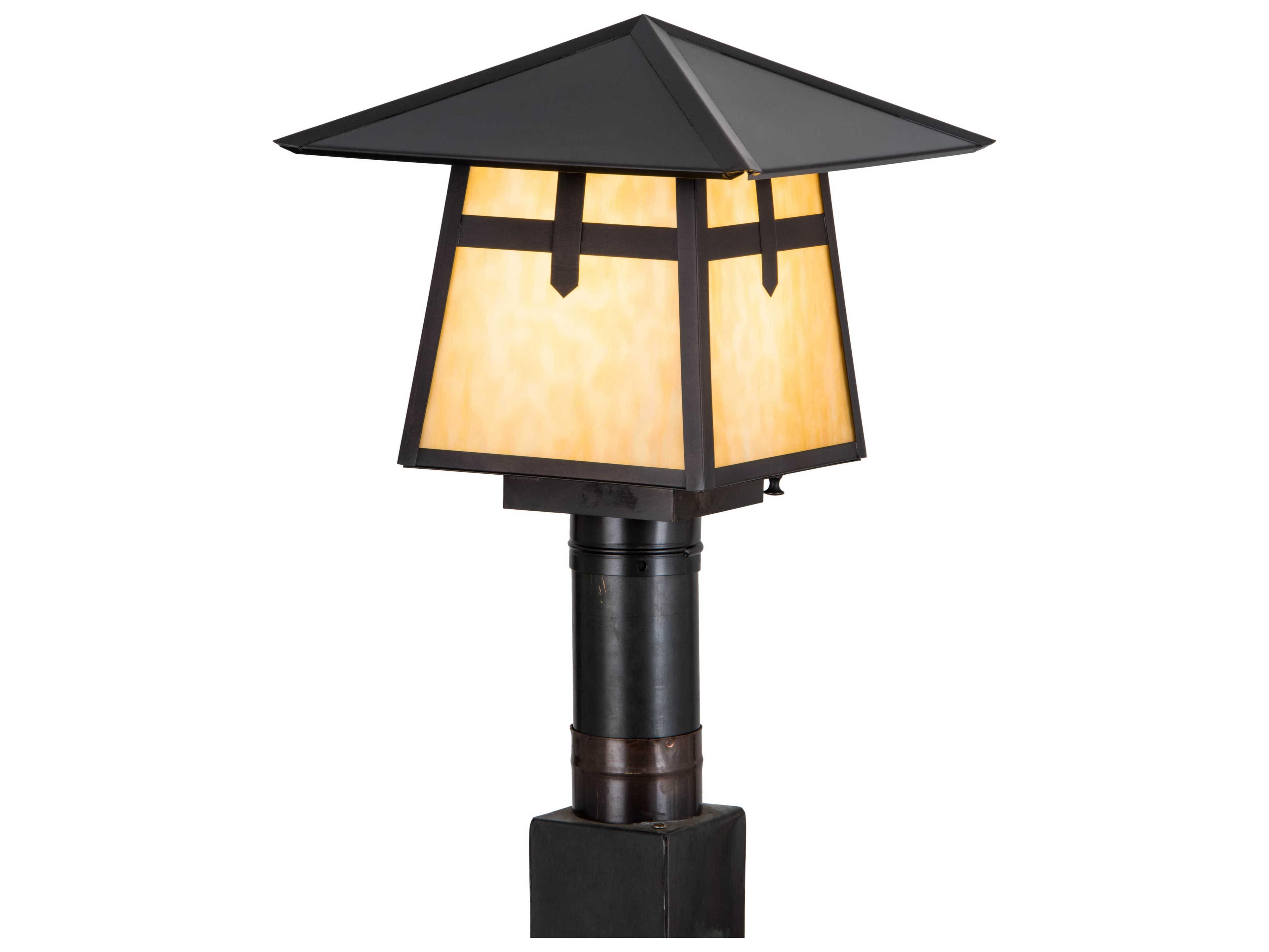 Meyda Stillwater Cross Mission Glass Outdoor Post Light