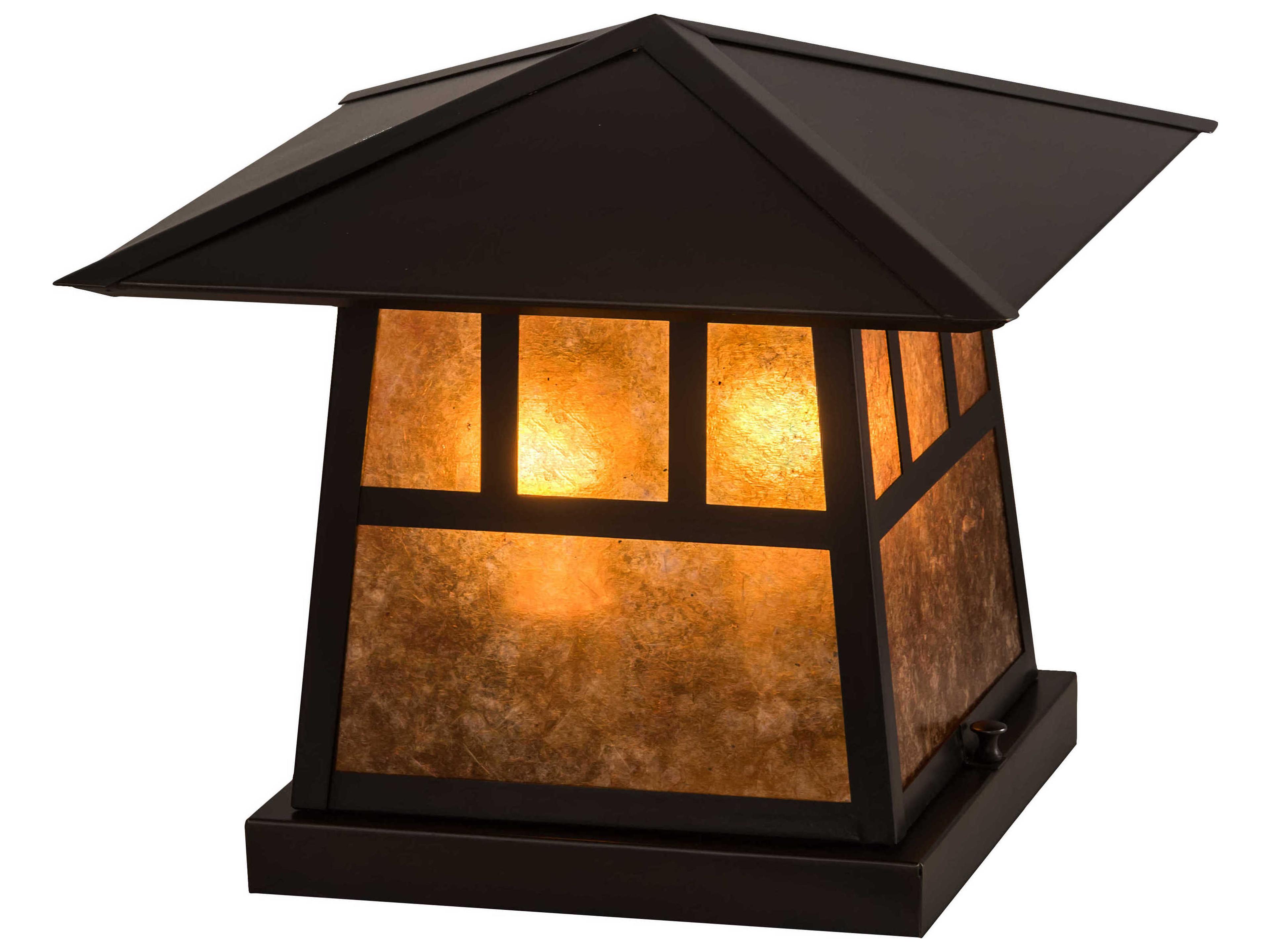 Meyda Stillwater Double Bar Mission Glass Outdoor Post Light