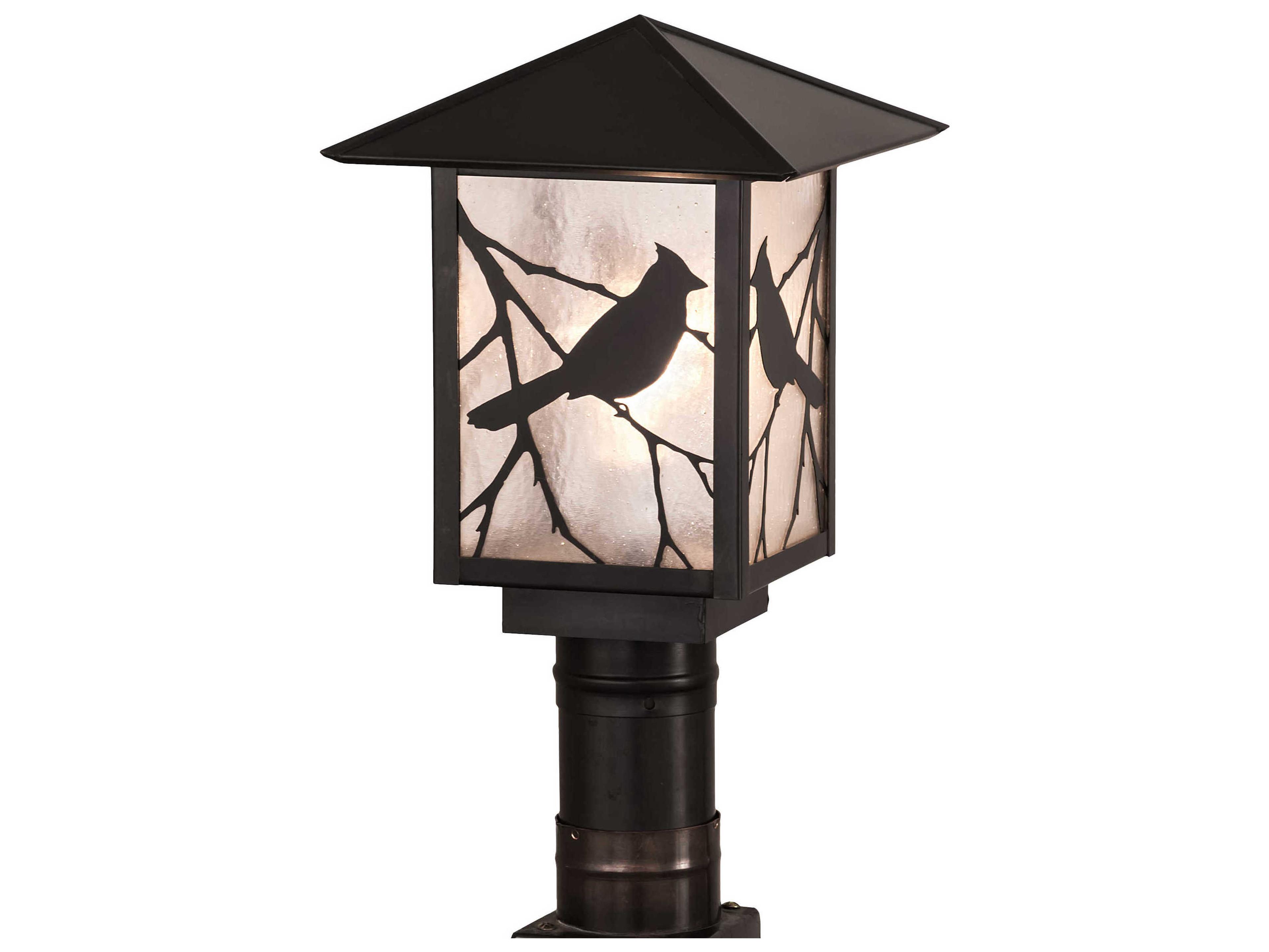 Meyda Seneca Song Bird Glass Outdoor Post Light