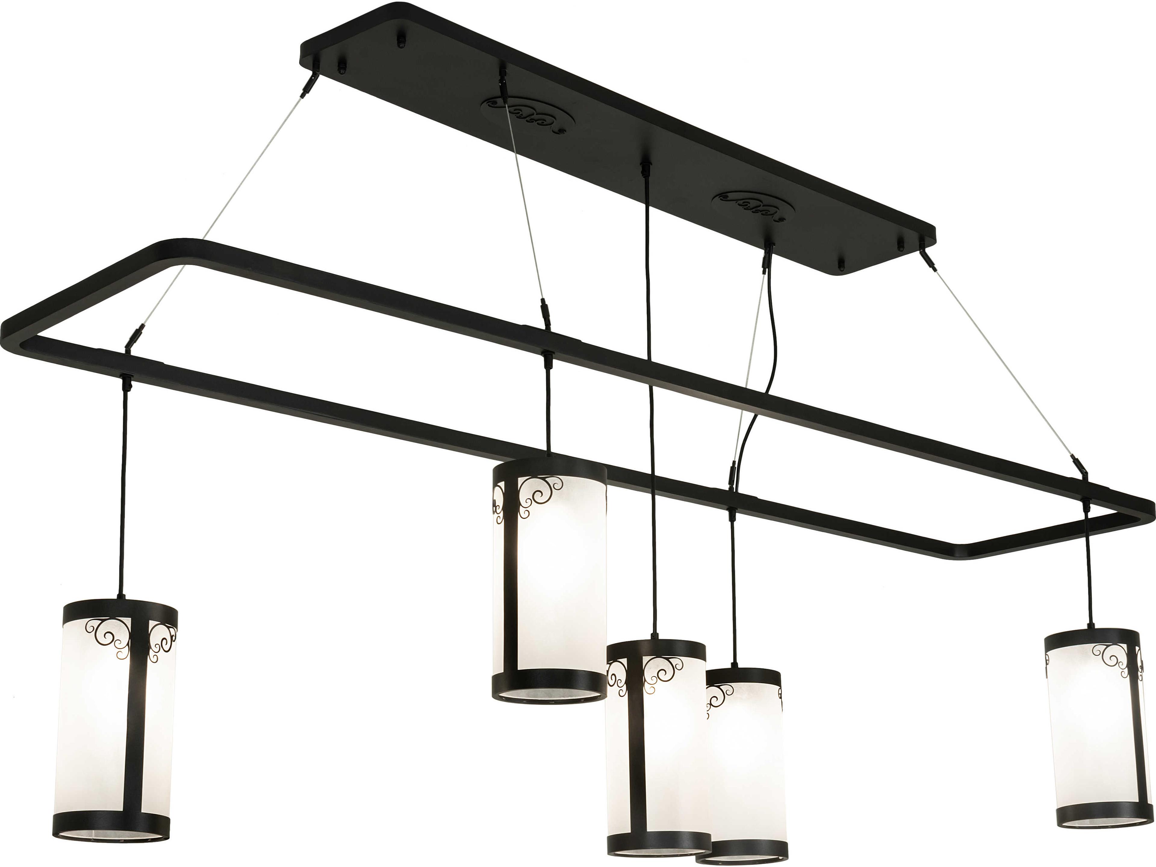 Meyda Putrelo 5-Light Wrought Iron Black Cylinder Island Pendant