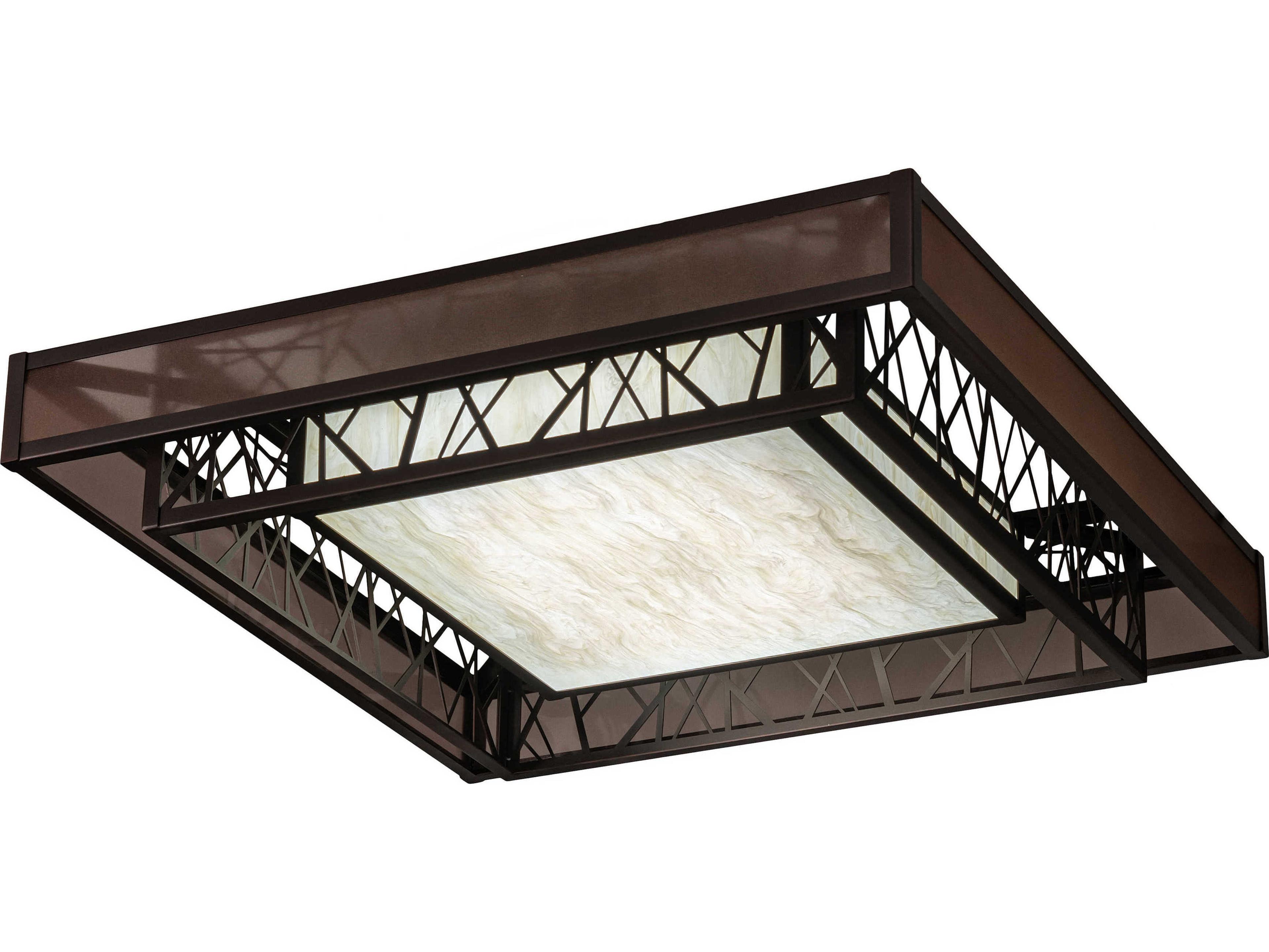 Meyda Quadrato Bronze Brown LED Geometric Flush Mount