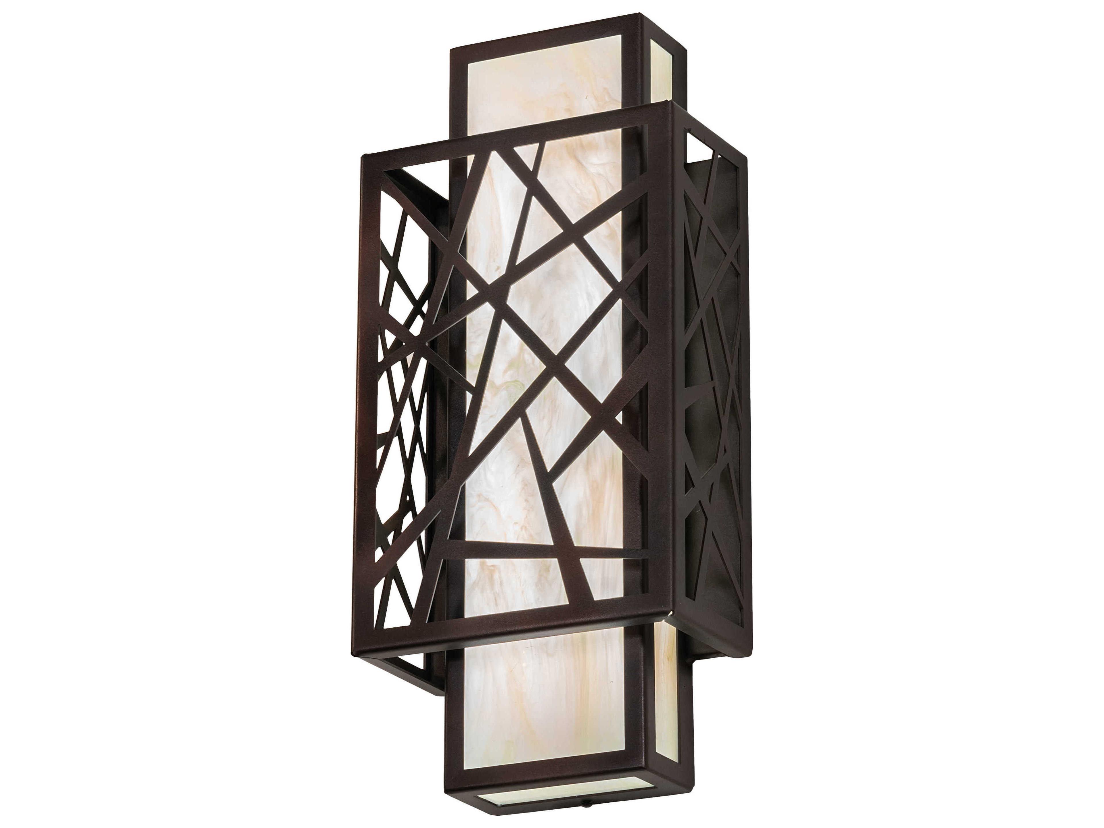 Meyda Quadrato Bronze Off White LED Wall Sconce