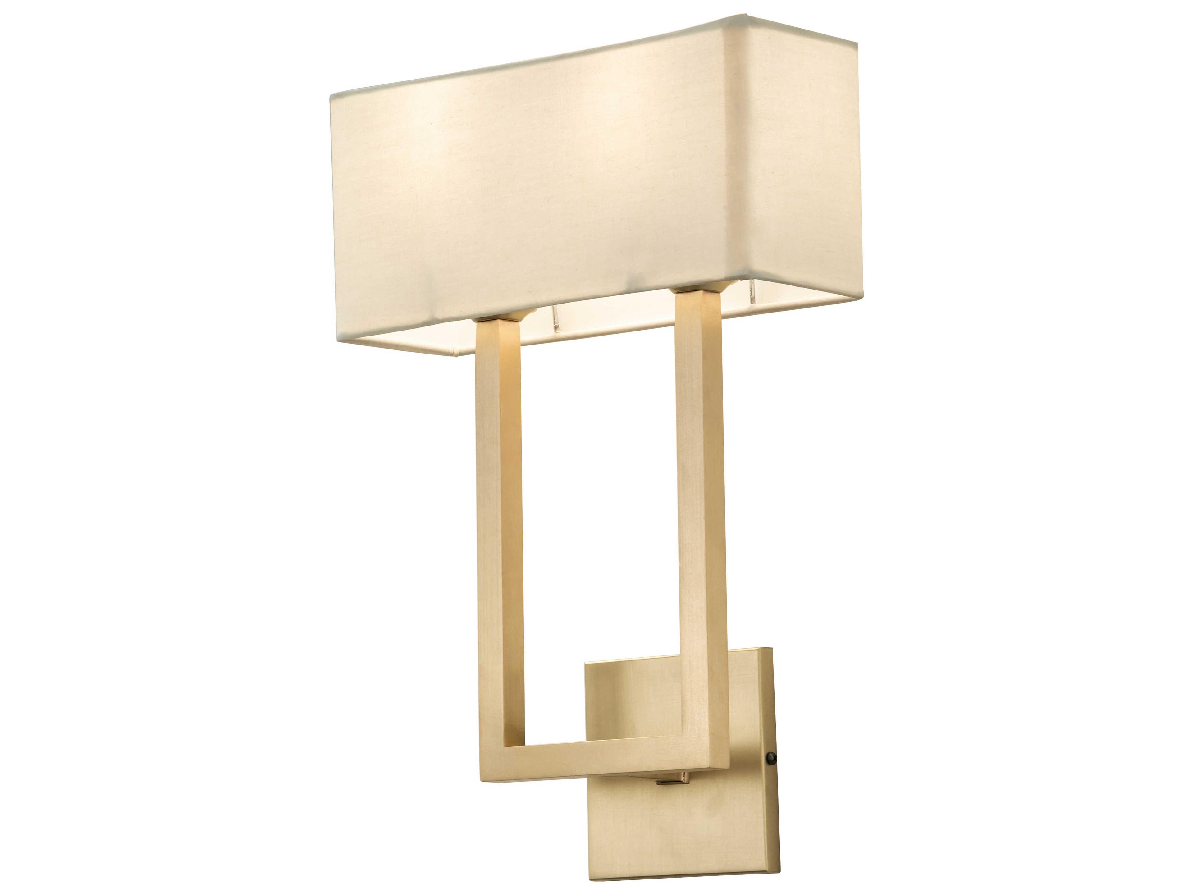 Meyda Quadrato 2-Light Brass Tint White Wall Sconce