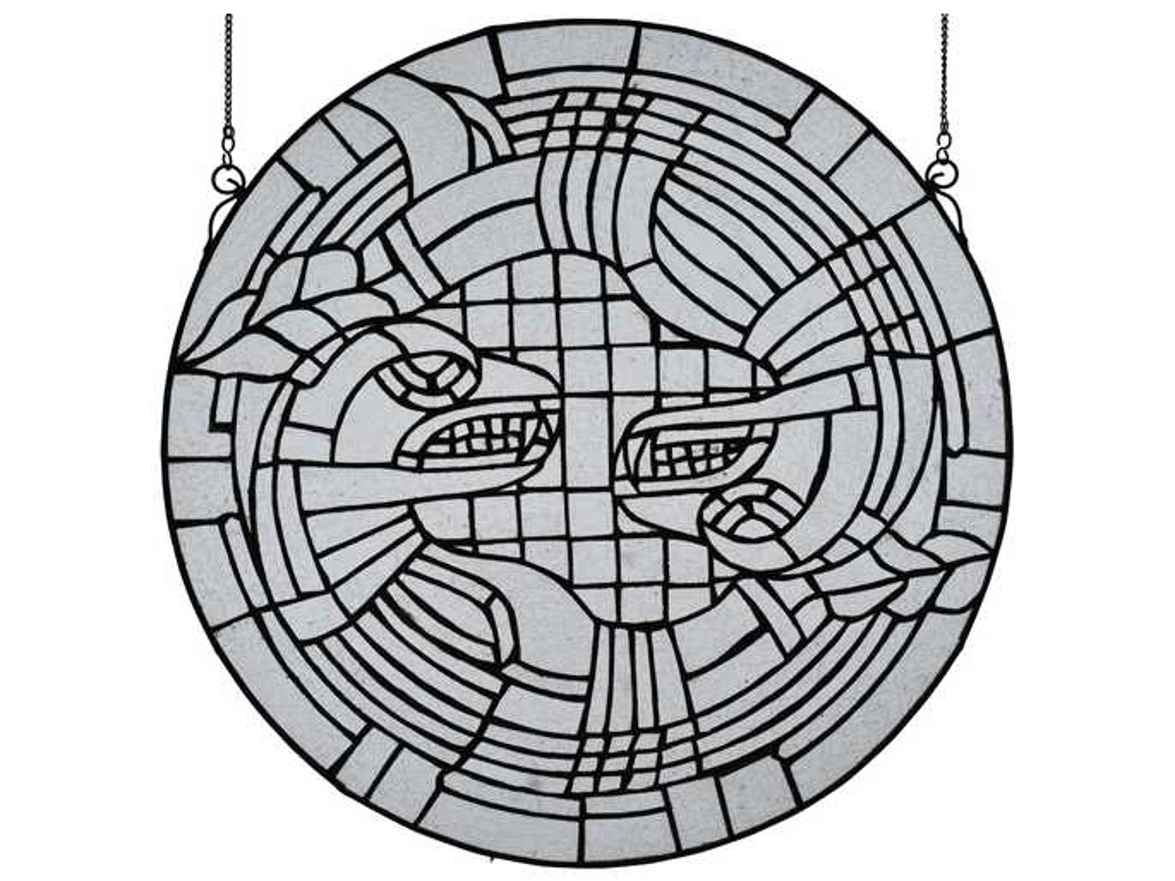 Meyda Lighting Rattlesnakes Medallion 17" Stained Glass Window