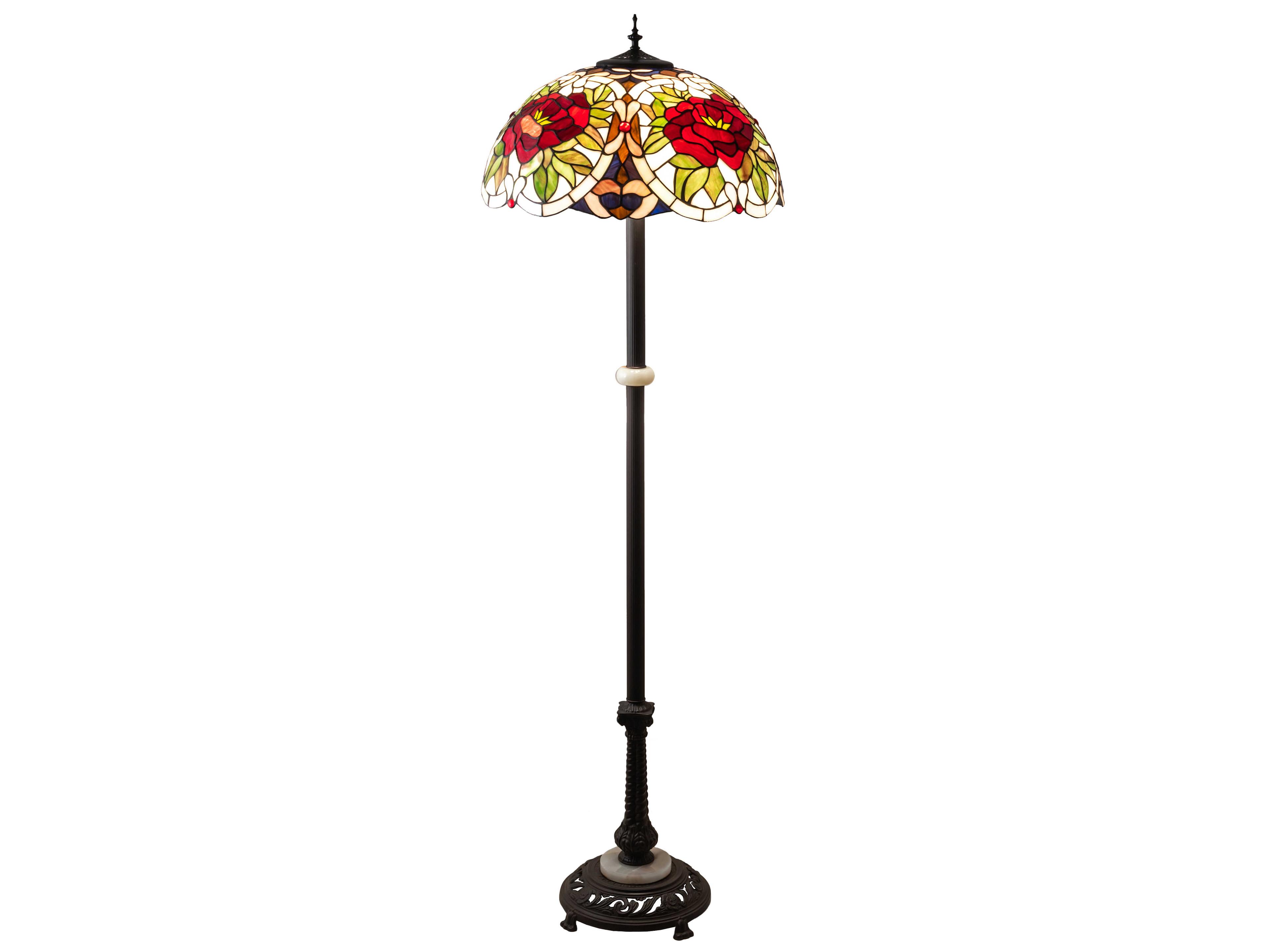 Meyda Renaissance Rose Glass Tiffany Mahogany Bronze Floor Lamp